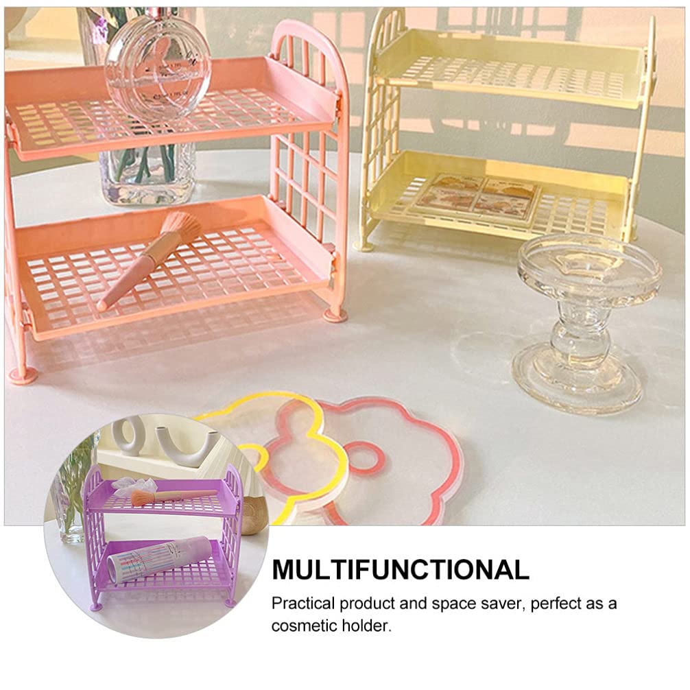 FRCOLOR 4-Piece Desktop Storage Organizer - Stackable Makeup Shelf, Hair Product Display, Bathroom Organizer with Hollow Iron Frame | Perfect for Vanity, Salon, and Small Space Organization