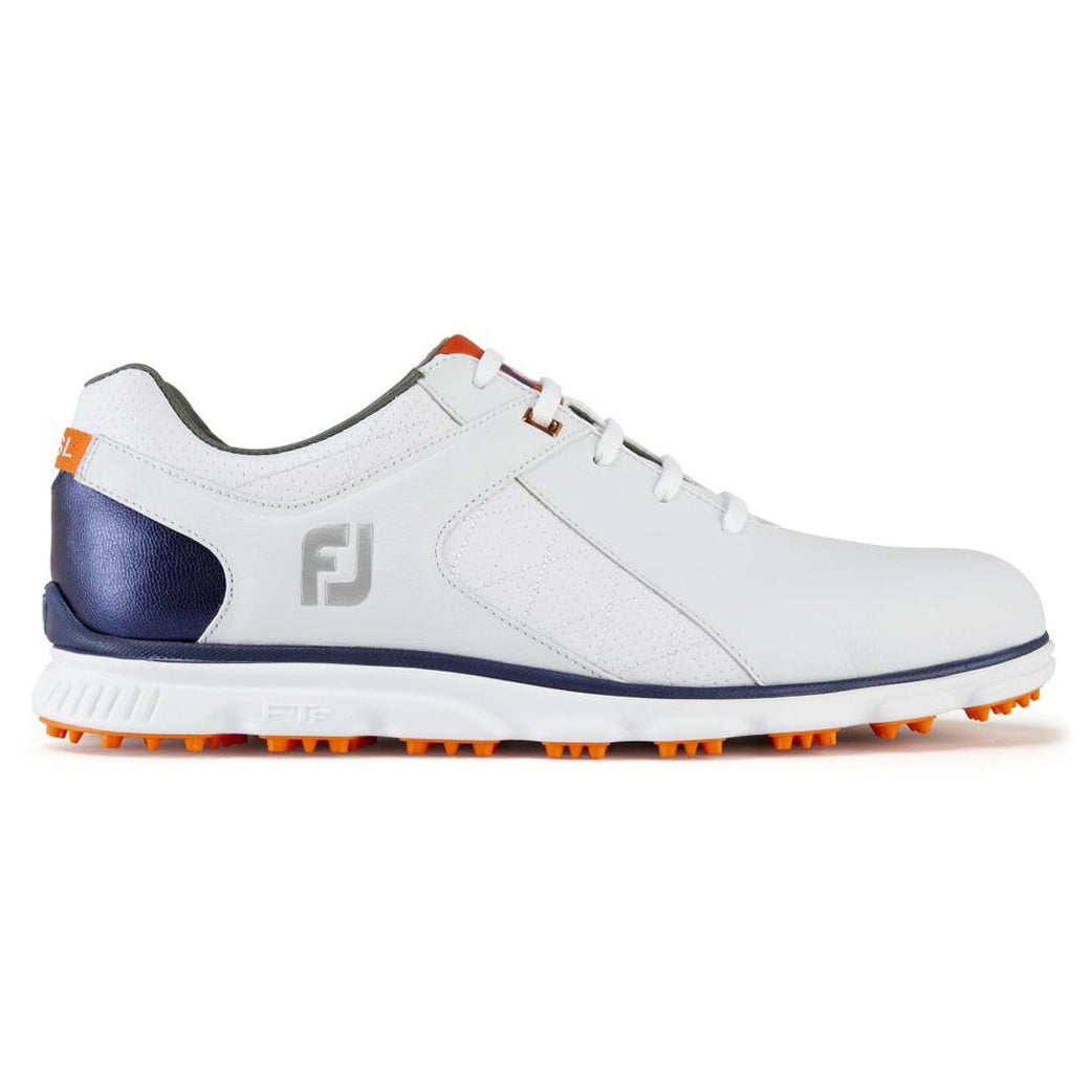 FootJoy Pro Spikeless Golf Shoes for Men - White/Navy/Orange | Comfortable & Durable | Perfect for Walking Courses & Casual Wear