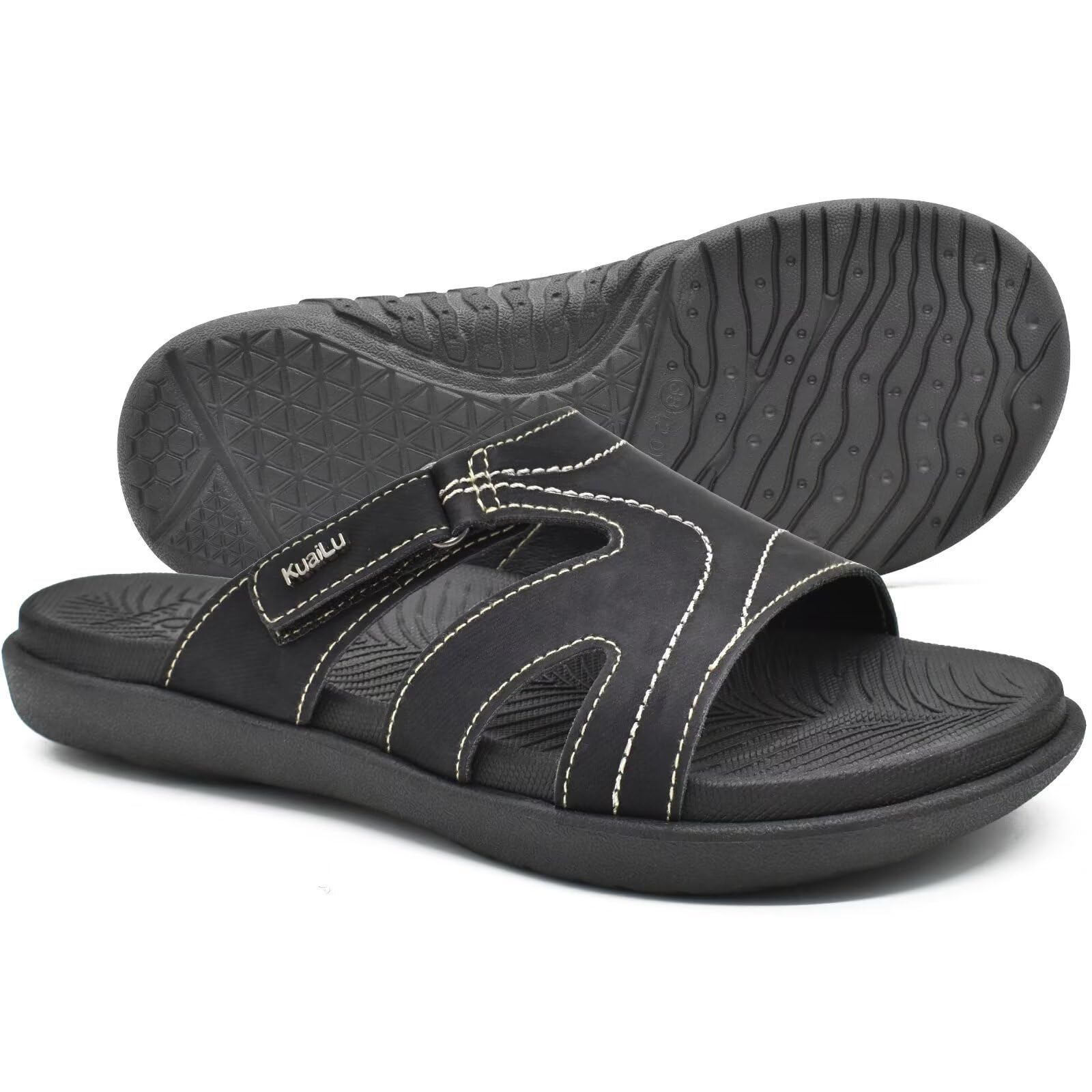**KuaiLu Women's Orthotic Slides - Lightweight Athletic Yoga Sandals with Thick Cushion & Arch Support for Plantar Fasciitis - Perfect for Home, Gym, and Casual Wear**