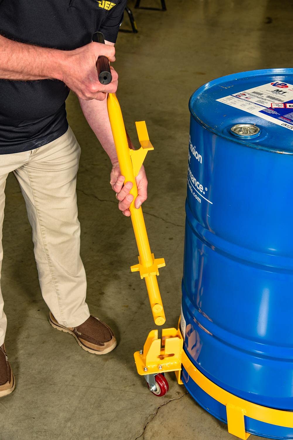 JEGS 80239 Heavy Duty 55 Gallon Steel Drum Caddy with 4 Swivel Wheels - Industrial Drum Dolly for Easy Transport & Storage - Perfect for Garage, Warehouse, and Workshop Use