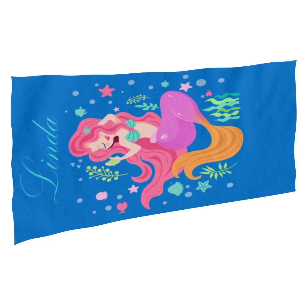 Custom Personalized Mermaid Beach Towels for Women & Girls - Quick Dry Super Soft Microfiber Bath Towel with Name - 30×60 Inches Large Size - Perfect for Pool, Beach, Vacation & Spa Days (Mermaid 7)