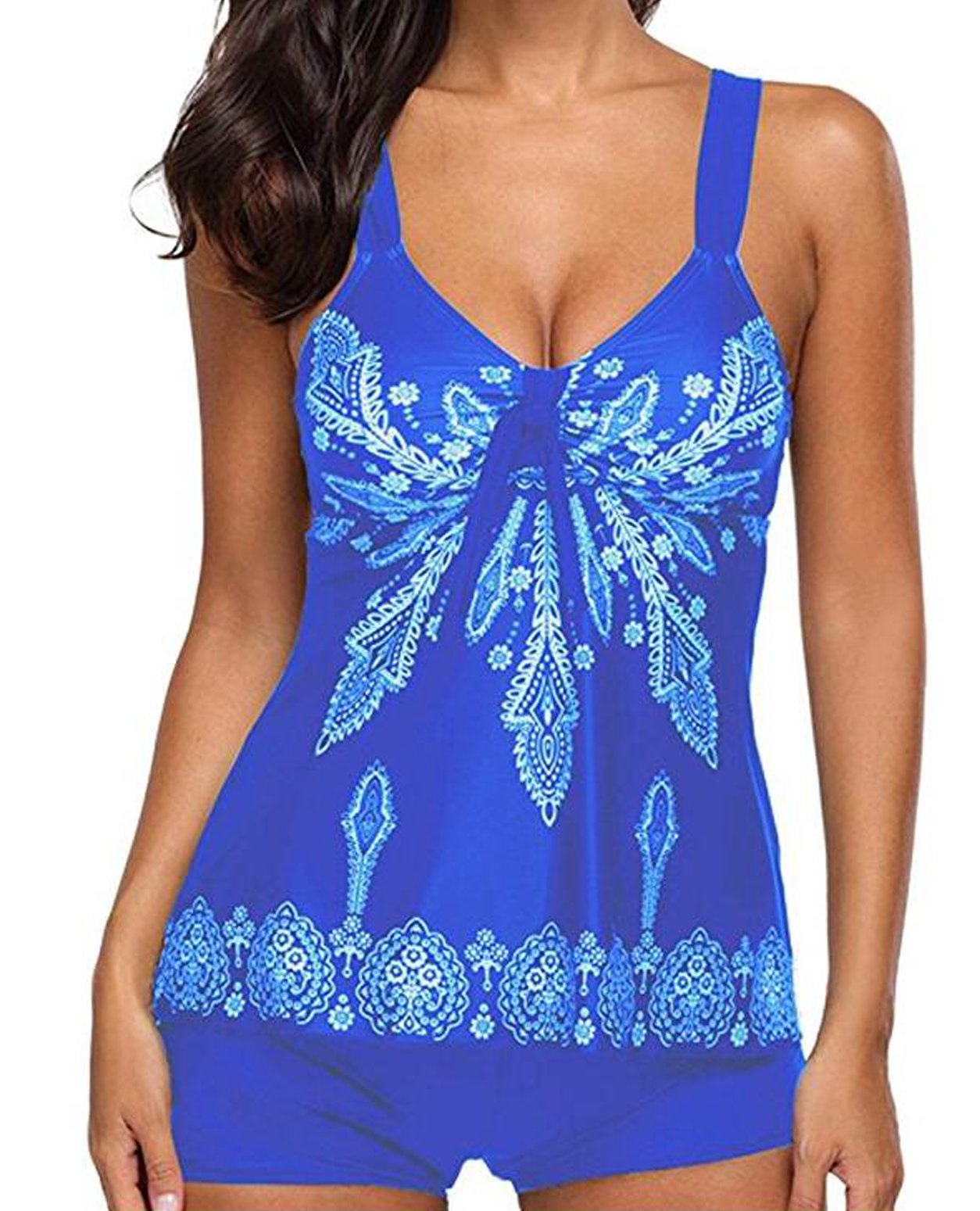 Retro 2 Piece Printed Tankini Swimsuits for Women - Vintage Floral Bathing Suits for Beach, Pool & Vacation