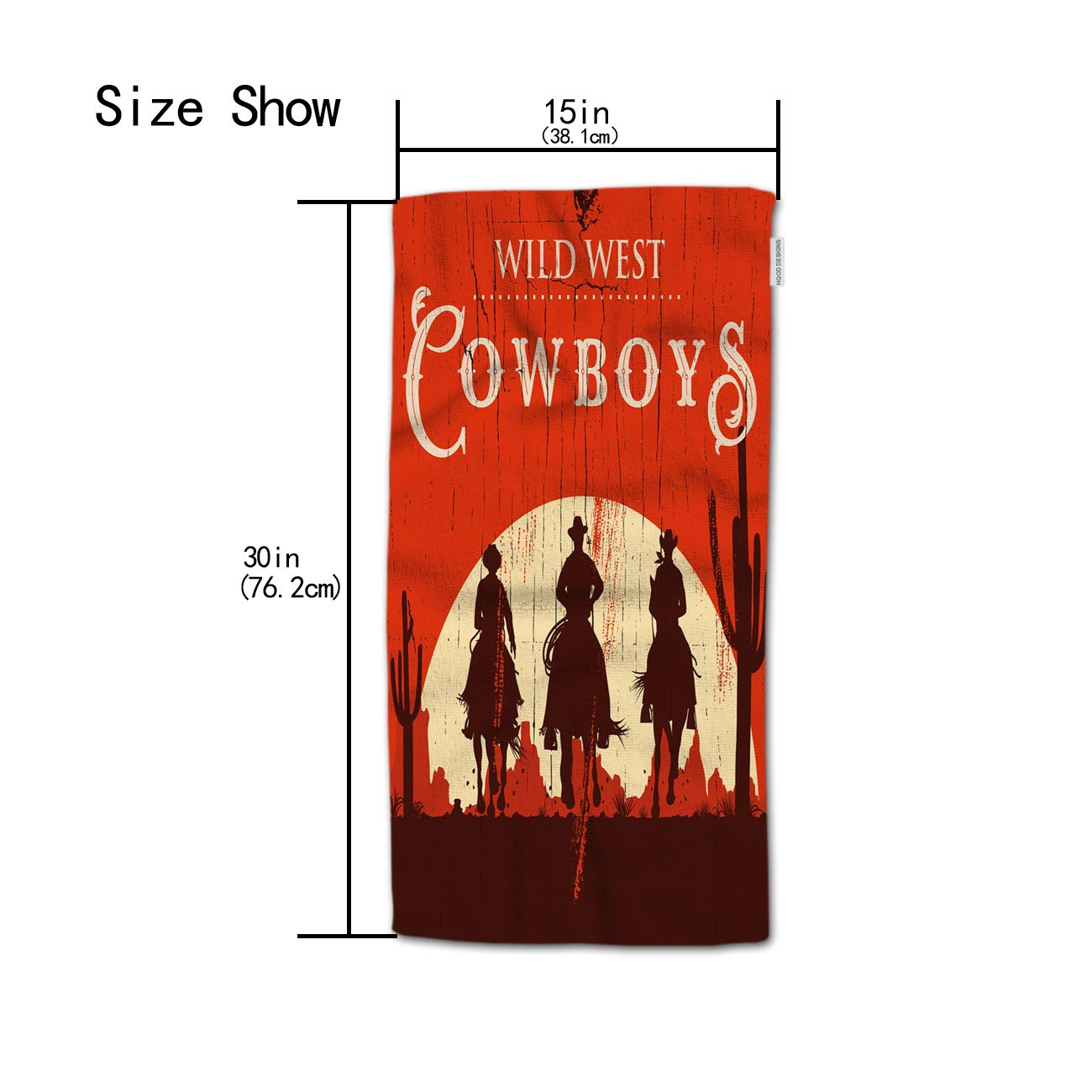 HGOD DESIGNS Cowboy Silhouette Hand Towels - 15x30 Inch Soft Bath & Kitchen Towels with Western Cowboy Riding Horse Design - Perfect for Bathroom, Kitchen, Yoga, Gym & Western Home Decor