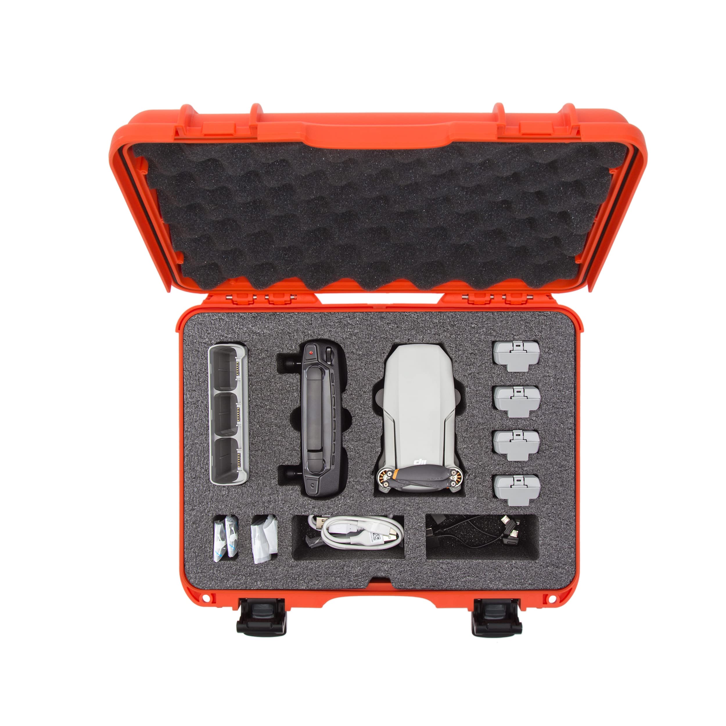 Nanuk 910 Waterproof Hard Case with Custom Foam Insert for DJI Mini SE Fly More Kit - Orange (910-MAVMSE3) | Protective Travel Storage for Drone Accessories & Equipment