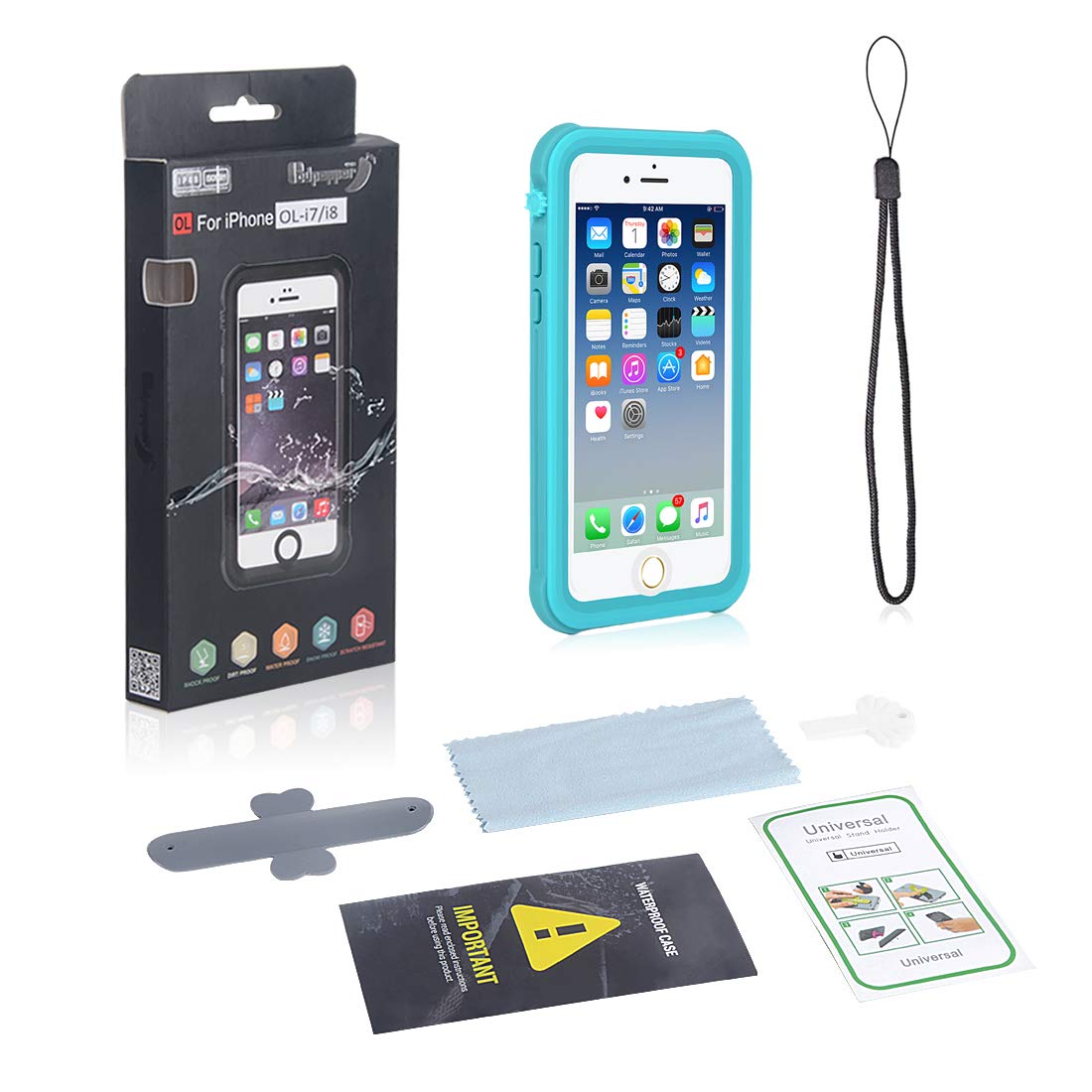 Waterproof Shockproof Dirtproof Snowproof Phone Case for iPhone 8/7 - Wireless Charging Compatible Full Protection Case (Blue) - Perfect for Outdoor Activities, Sports & Daily Use