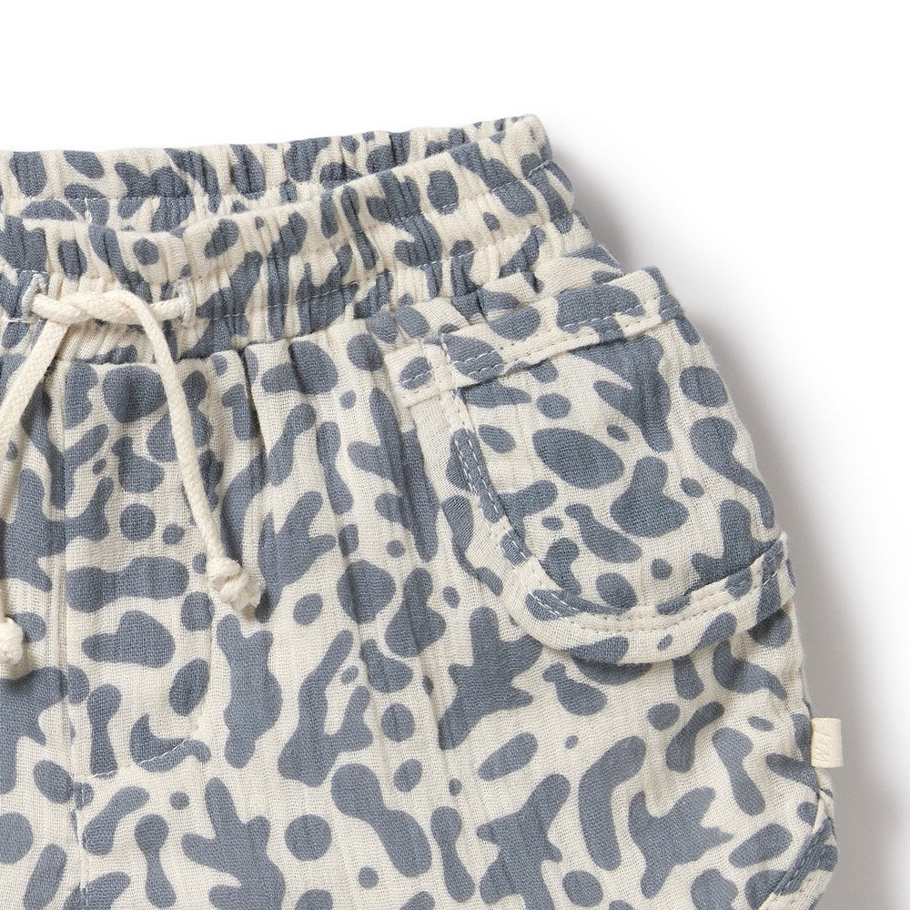 Organic Blue Coral Crinkle Shorts for Women - Comfortable & Stylish Summer Casual Wear - Perfect for Beach, Vacation, and Everyday Outfits