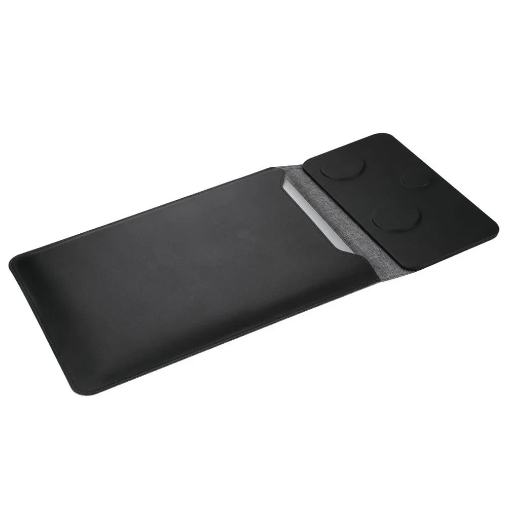 PowerPad Pro 3-in-1 Wireless Charger for iPhone, Samsung & AirPods | Premium Laptop Sleeve Case | Fast Charging Station for Home, Office & Travel