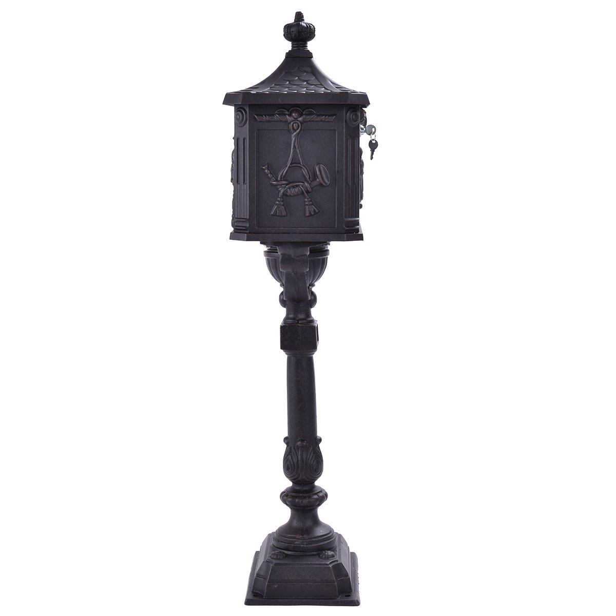 Heavy Duty Cast Aluminum Security Mailbox - Black Vertical Pedestal Postal Box for Home, Office & Apartment | Weatherproof & Anti-Theft Outdoor Mail Solution