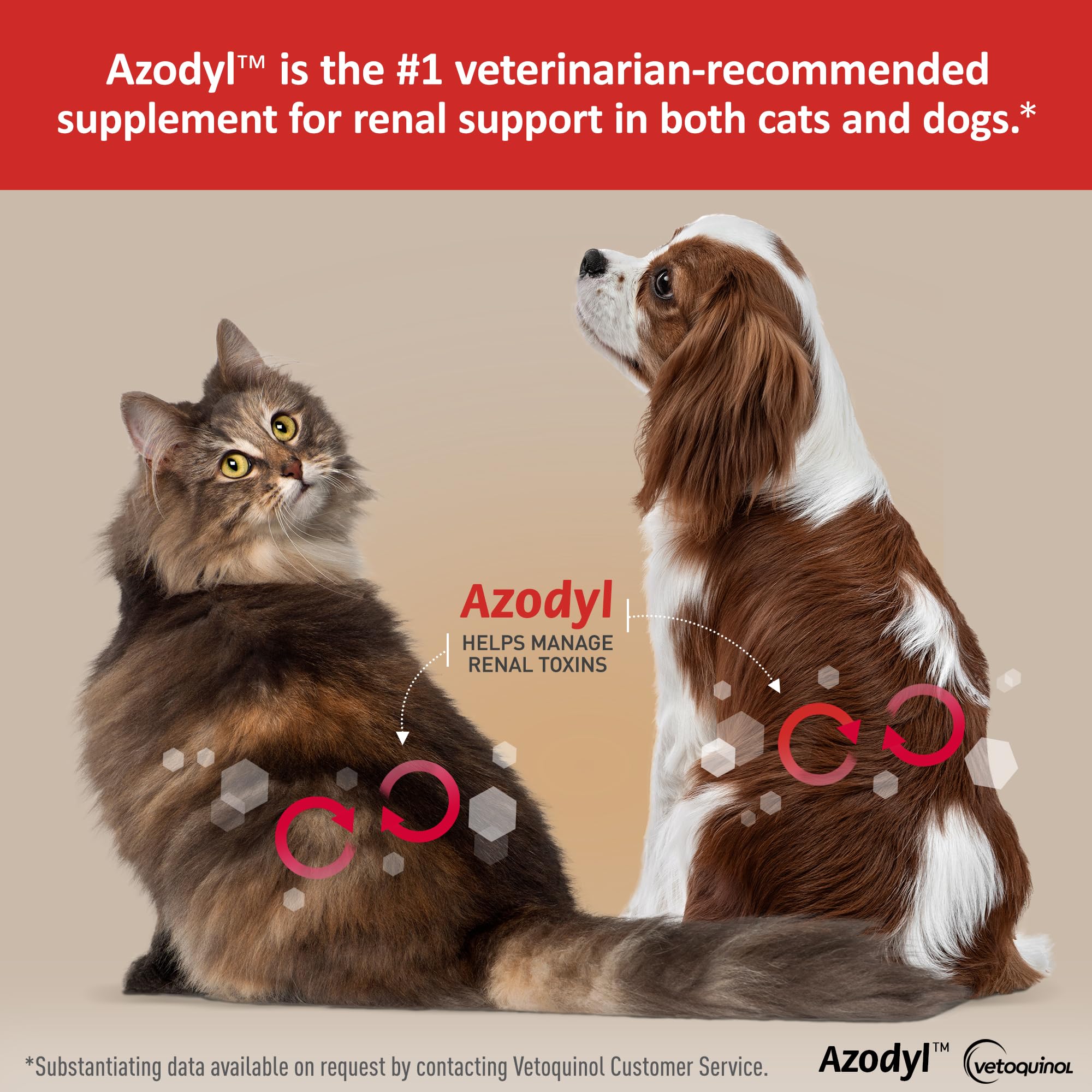 Vetoquinol Azodyl Kidney Health Supplement for Dogs & Cats - 90 Count Probiotic Capsules | Supports Kidney Function & Renal Toxin Management | Easy-to-Swallow Small Caps for Pet Wellbeing | Ideal for Senior Pets & Animals with Kidney Issues