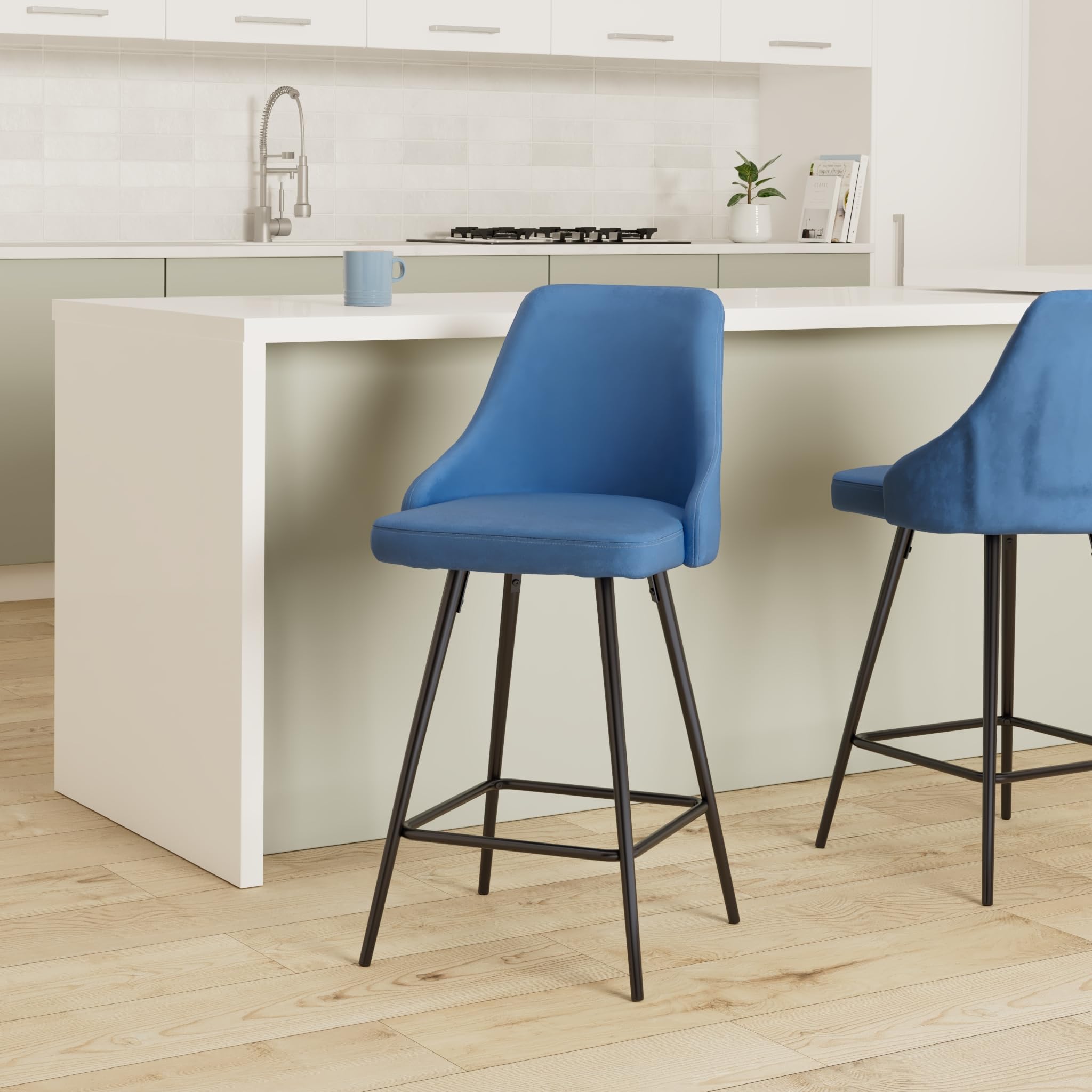 BTEXPERT Set of 4 Premium Upholstered Dining Bar Stools - 25