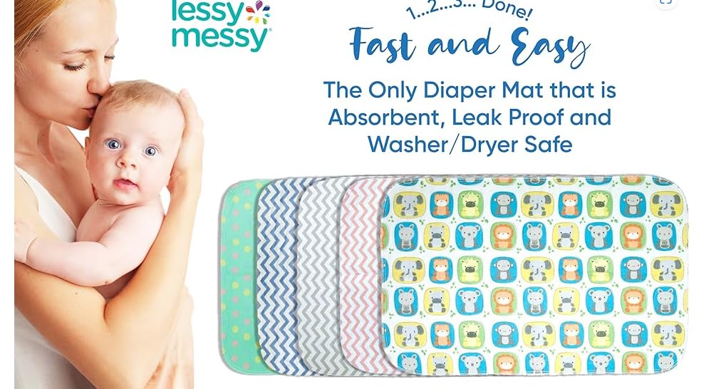 Waterproof Extra Large Diaper Changing Mat - Portable Baby Changing Pad Safe for Washer & Dryer - Soft Animal Print Design for Nursery, Travel & On-the-Go Diaper Changes