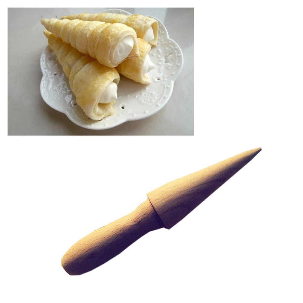 Cabilock Wooden Brioche Buns Maker - Krumkake Cone, Pizzelle Roller & Croissant Making Tool - Waffle Cone Mold for Ice Cream, Baking & Pastry - Perfect for Home Bakeries, Dessert Shops & DIY Treats