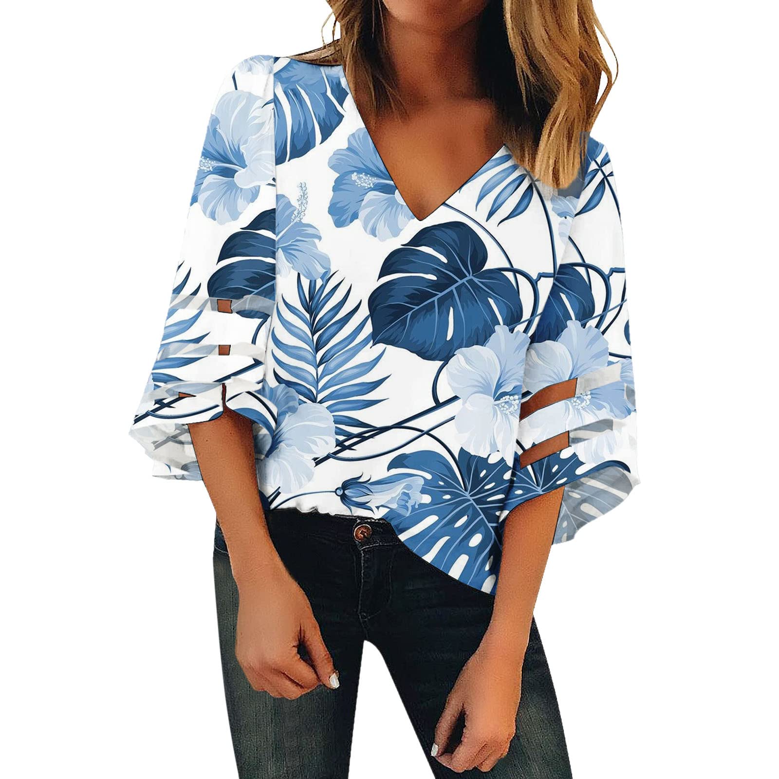 Women's Casual Long Sleeve V-Neck Tunic Tops - Soft Fall & Spring Blouses for Women 2023 | Perfect for Office Wear, Weekend Outfits & Layering