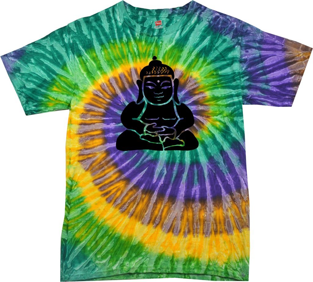 Cool Shadow Buddha Yoga Tie Dye T-Shirt for Men - Breathable Workout Shirt for Yoga, Meditation & Gym - Trendy Spiritual Activewear