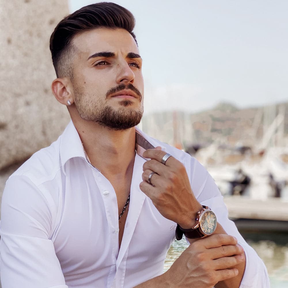 ARIES GOLD BELFAST MOON G 7013 RG CF Men's Genuine Leather Watch - Luxury Dress Watch for Business, Formal Events & Gifts