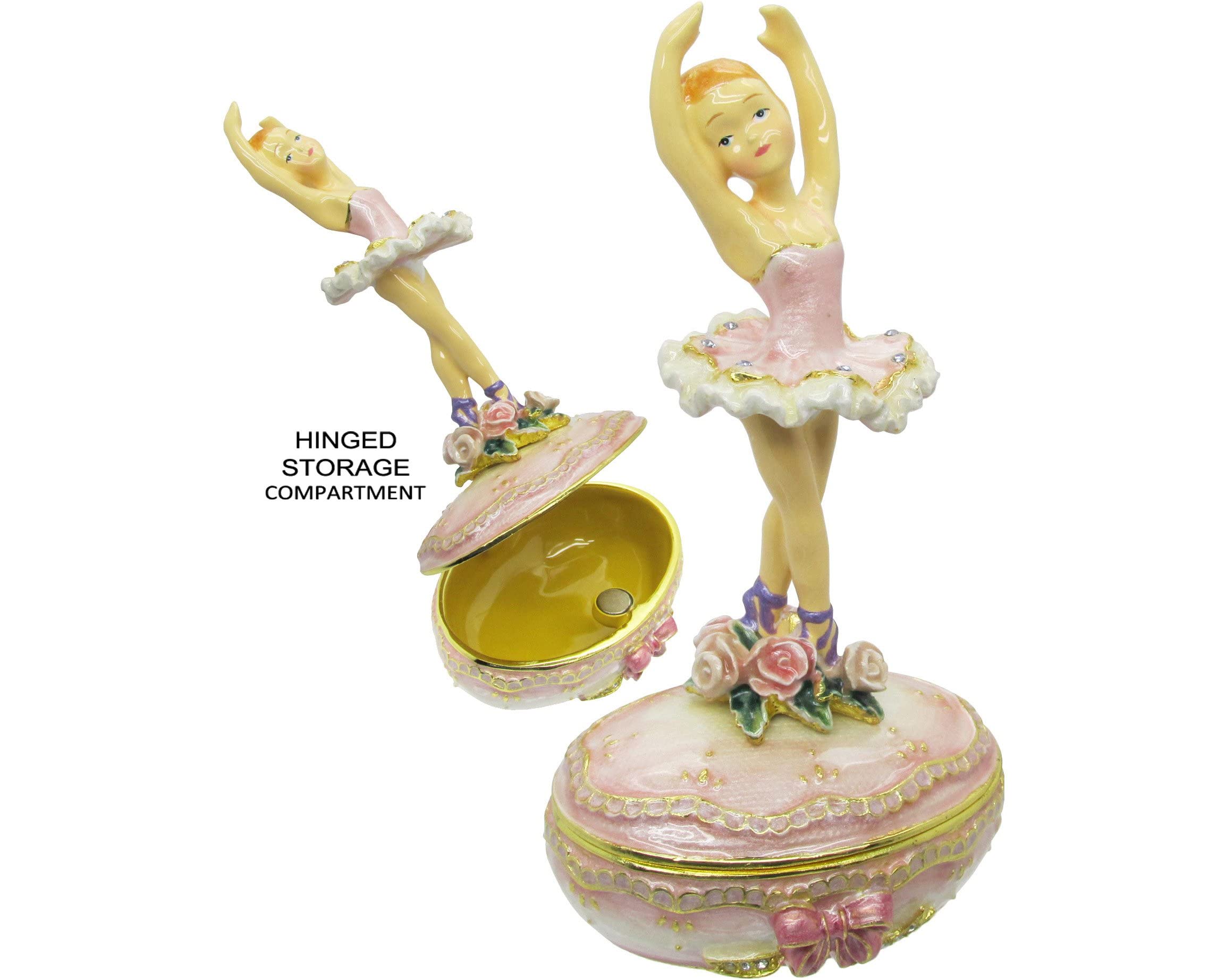 Elegant Ballerina Jeweled Trinket Box with Genuine Austrian Crystals - Perfect for Jewelry Storage, Gift Giving & Home Decor