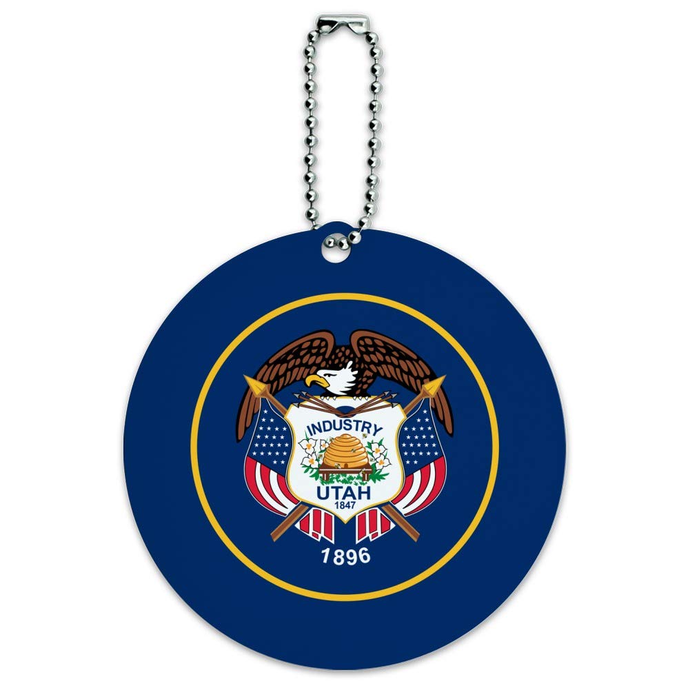 Utah State Flag Round Luggage ID Tag - Durable Suitcase Travel Accessory for Carry-On Bags - Perfect for Travel Identification & Vacation Trips