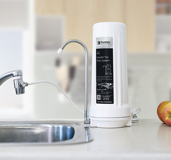 Puretec CT15 Countertop Water Filtration System with Faucet - 4 LPM Flow Rate | Removes Impurities for Clean Drinking Water | Perfect for Home, Office & RV Use