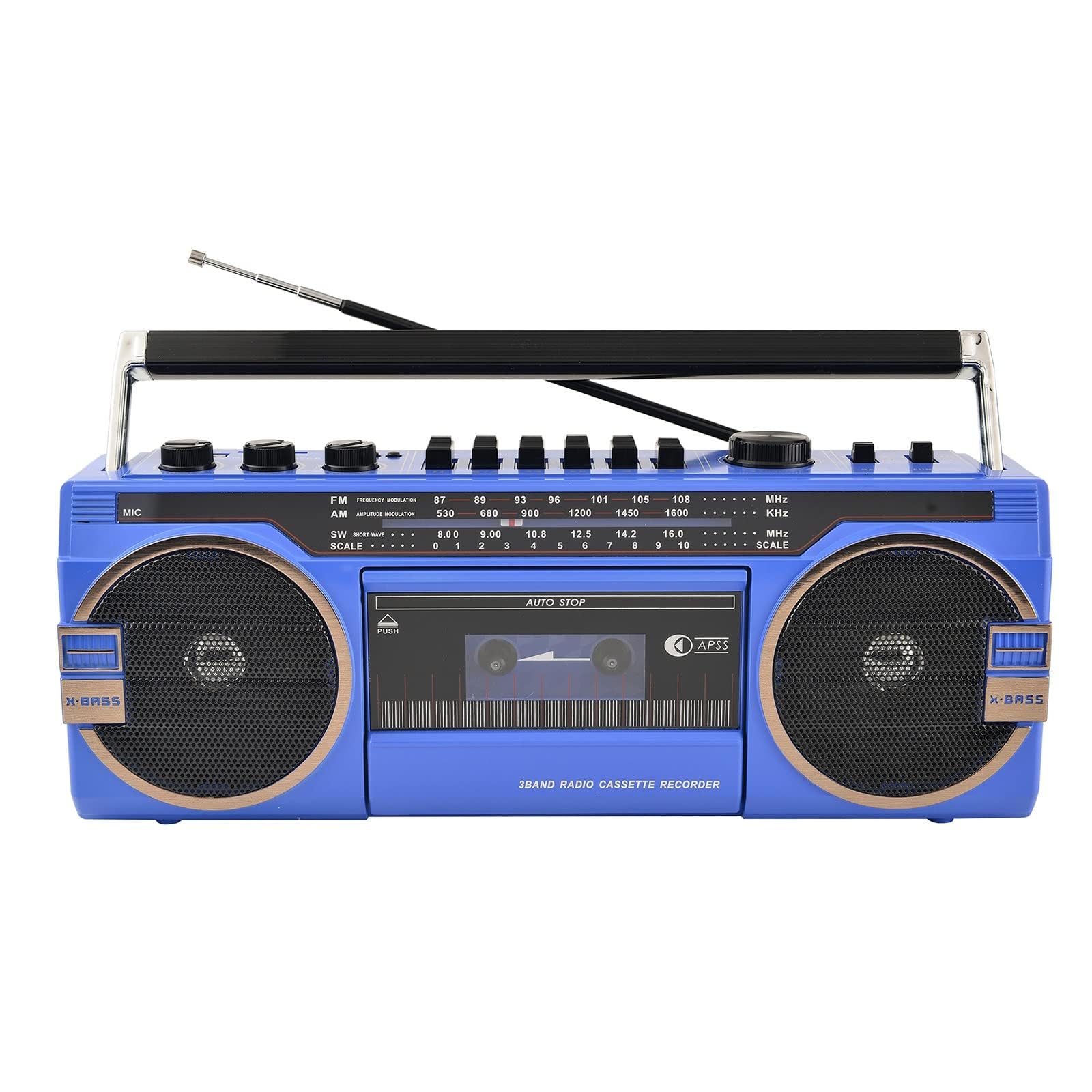 Vintage Portable Boom Box with CD Player, Cassette Recorder & AM/FM Radio - Retro Bluetooth Speaker for Music Lovers - Perfect for Home Parties, Travel, Outdoor Camping & 80s Themed Events - Classic Style Cassette Player with Wireless Connectivity