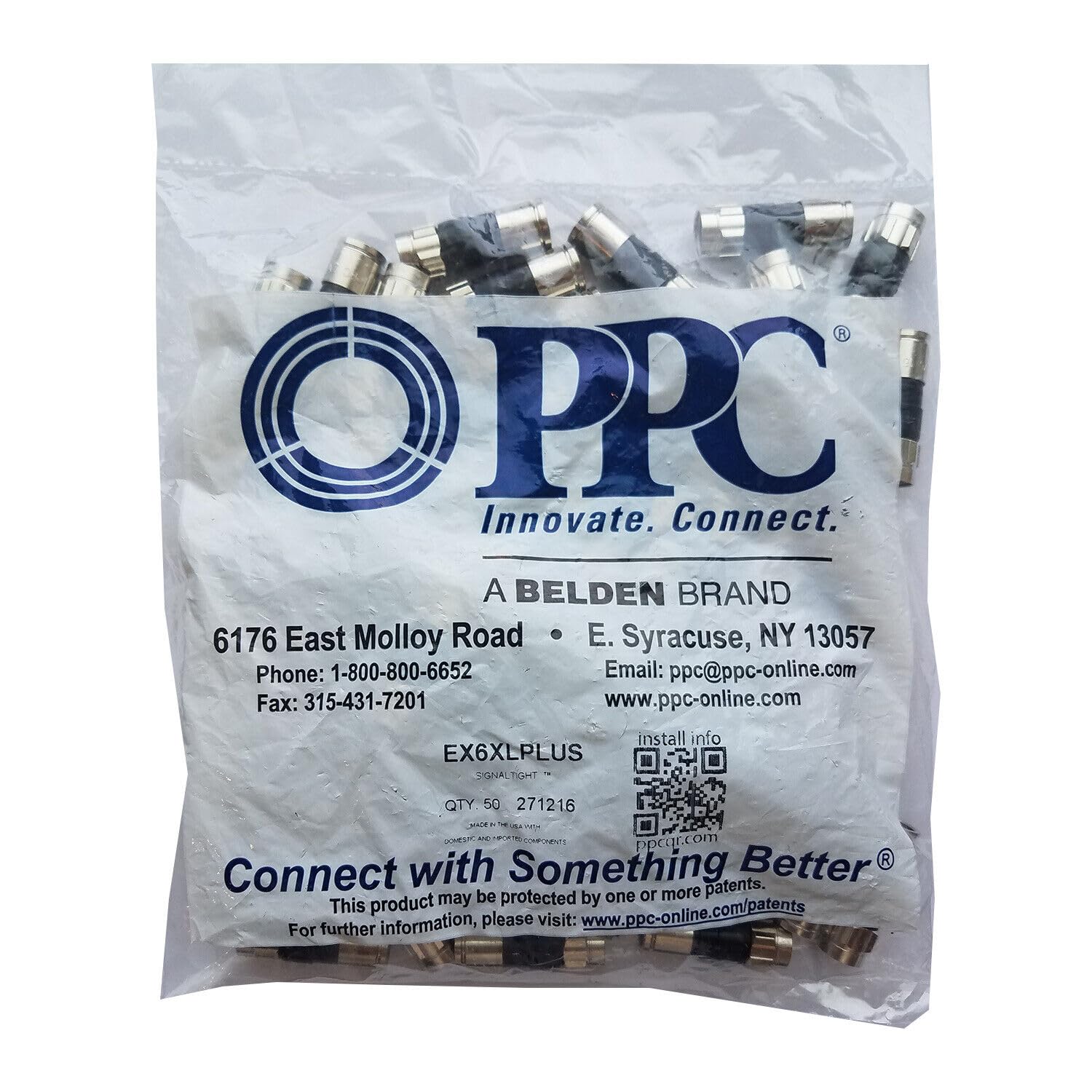 PPC EX6XLPLUS RG6 Snap & Seal Outdoor Compression Connectors - 1000pcs Bulk Pack for Cable TV, Satellite & Broadband Installations