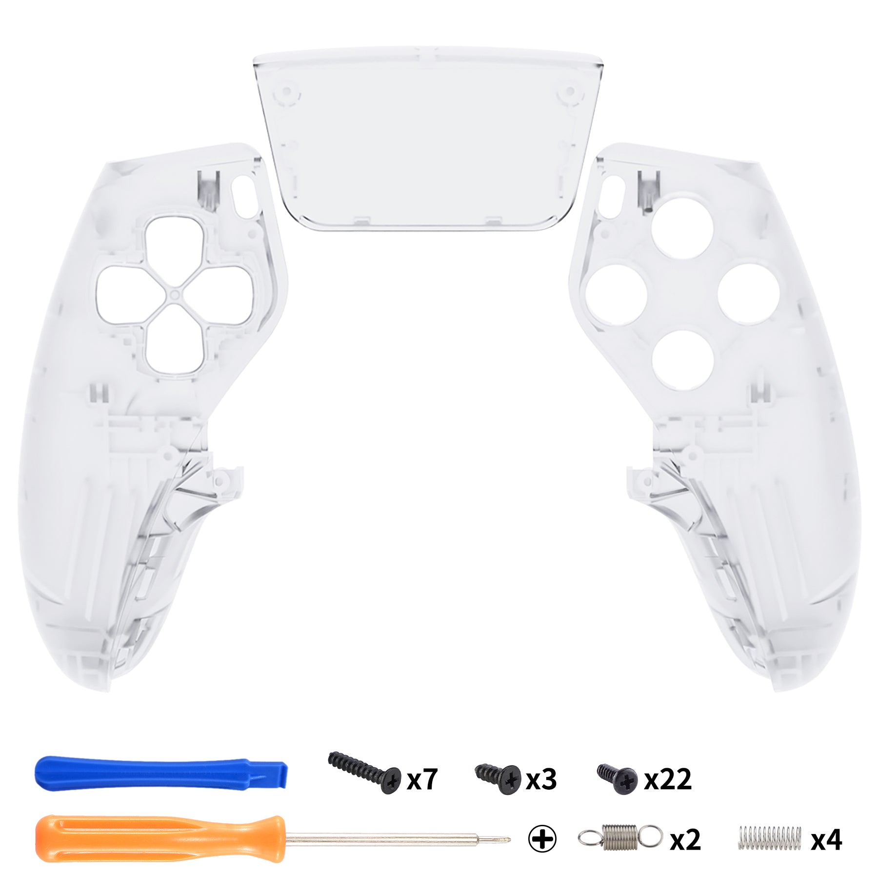 eXtremeRate Clear Front Housing Shell & Touchpad Cover Compatible with PS5 Edge Controller - DIY Replacement Faceplate for Customization | Gaming Accessories for PS5 Edge Controller Enthusiasts