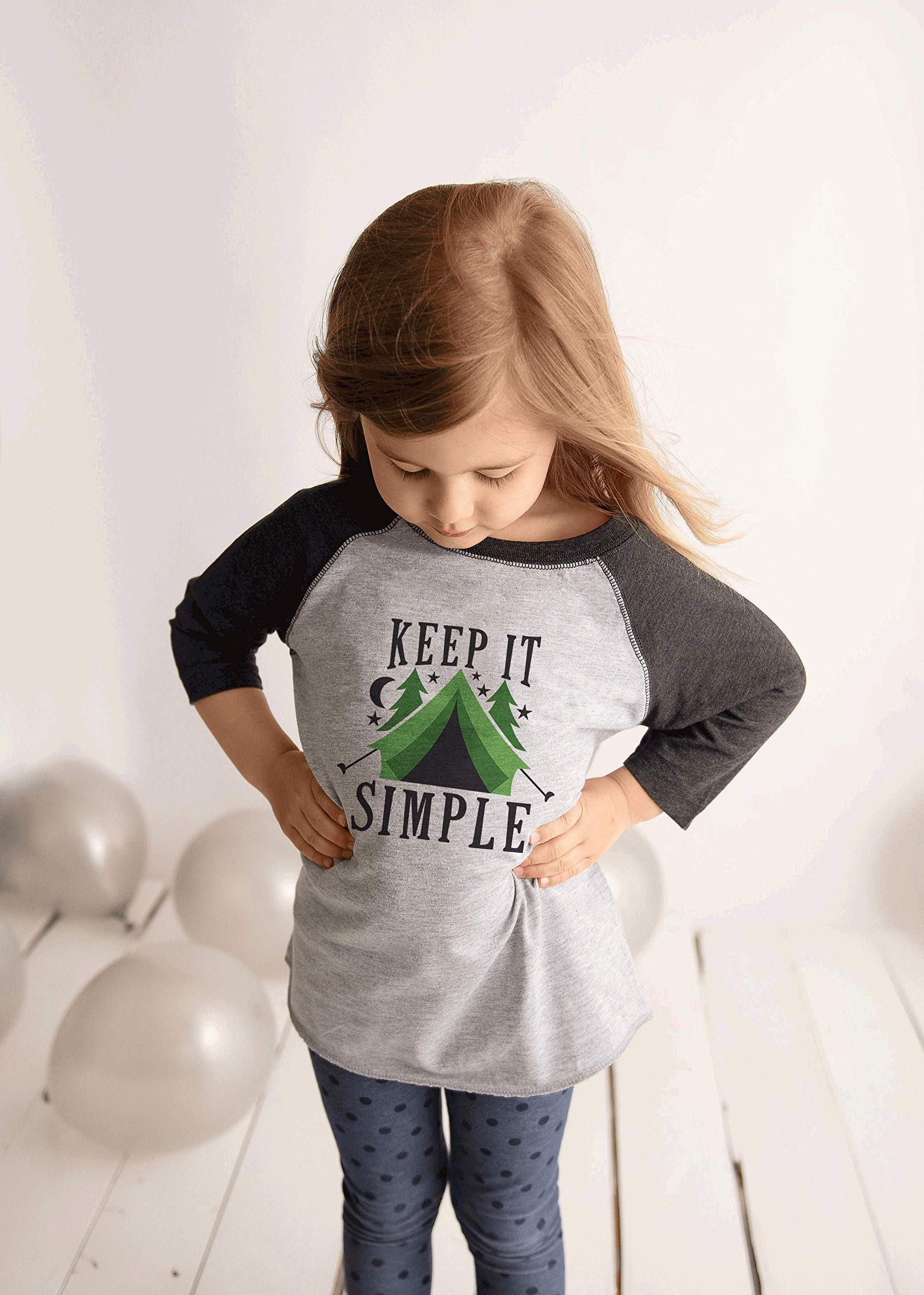 7 ate 9 Apparel Kids Keep It Simple Camping Grey T-Shirt - Comfortable Casual Wear for Outdoor Adventures, Hiking & Family Trips