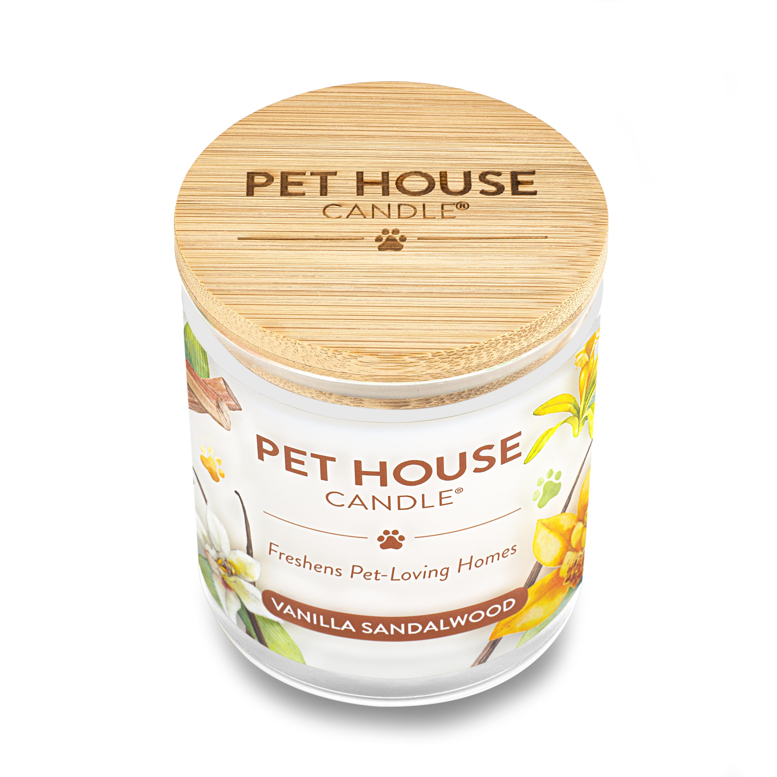 One Fur All Pet House Candle 2 Pack - Plant-Based Soy Wax, Clean Burning Scented Candles for Home - Vanilla Sandalwood Fragrance, Long Lasting Pet Odor Eliminator - Perfect for Living Rooms, Bedrooms & Pet-Friendly Spaces