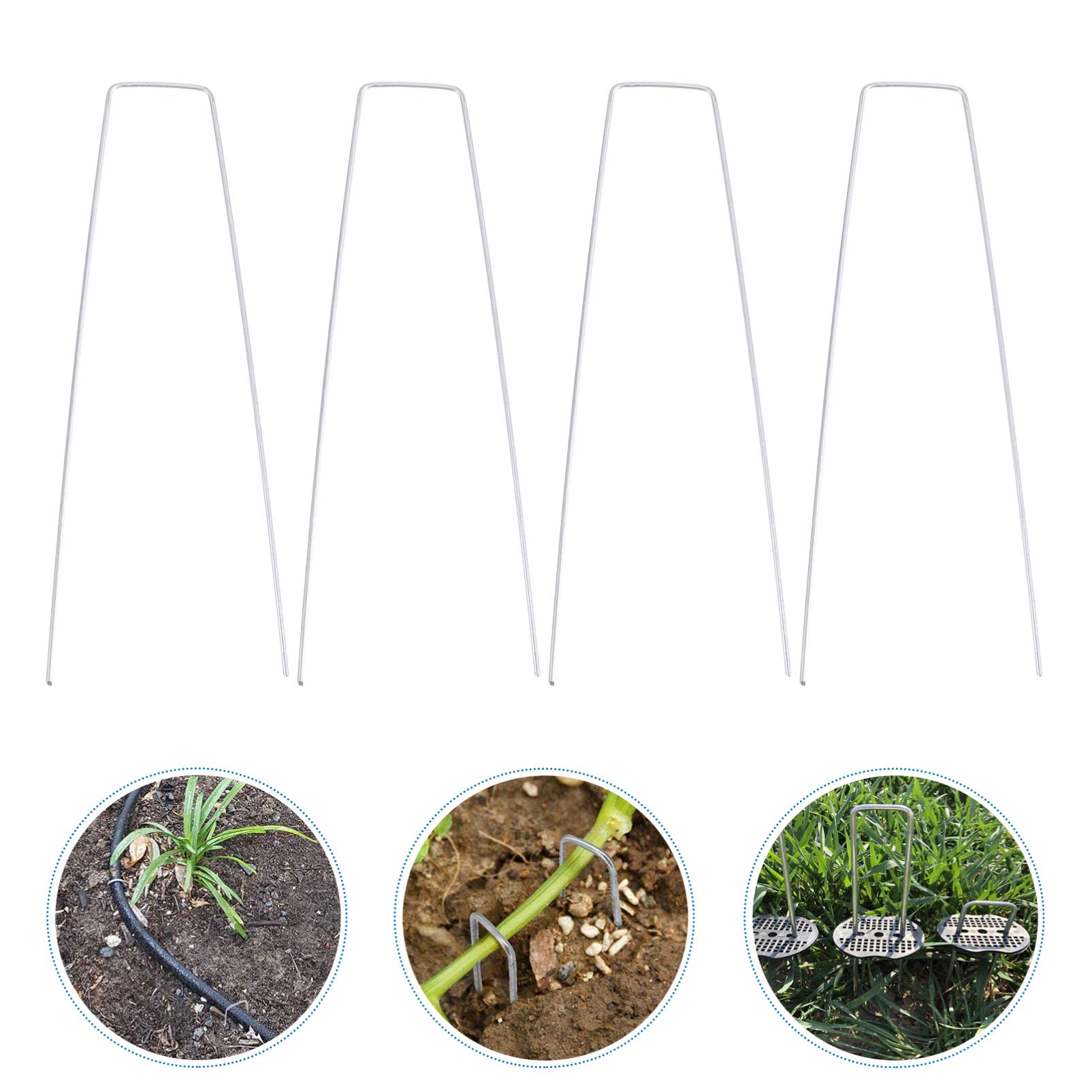 BESPORTBLE 100pcs U-Shaped Turf Stakes - Heavy Duty Garden Pegs for Lawn, Artificial Grass & Landscaping - Durable Ground Nails for Securing Turf, Netting & Outdoor Fabrics - Perfect for Gardening, Yard Work & DIY Projects