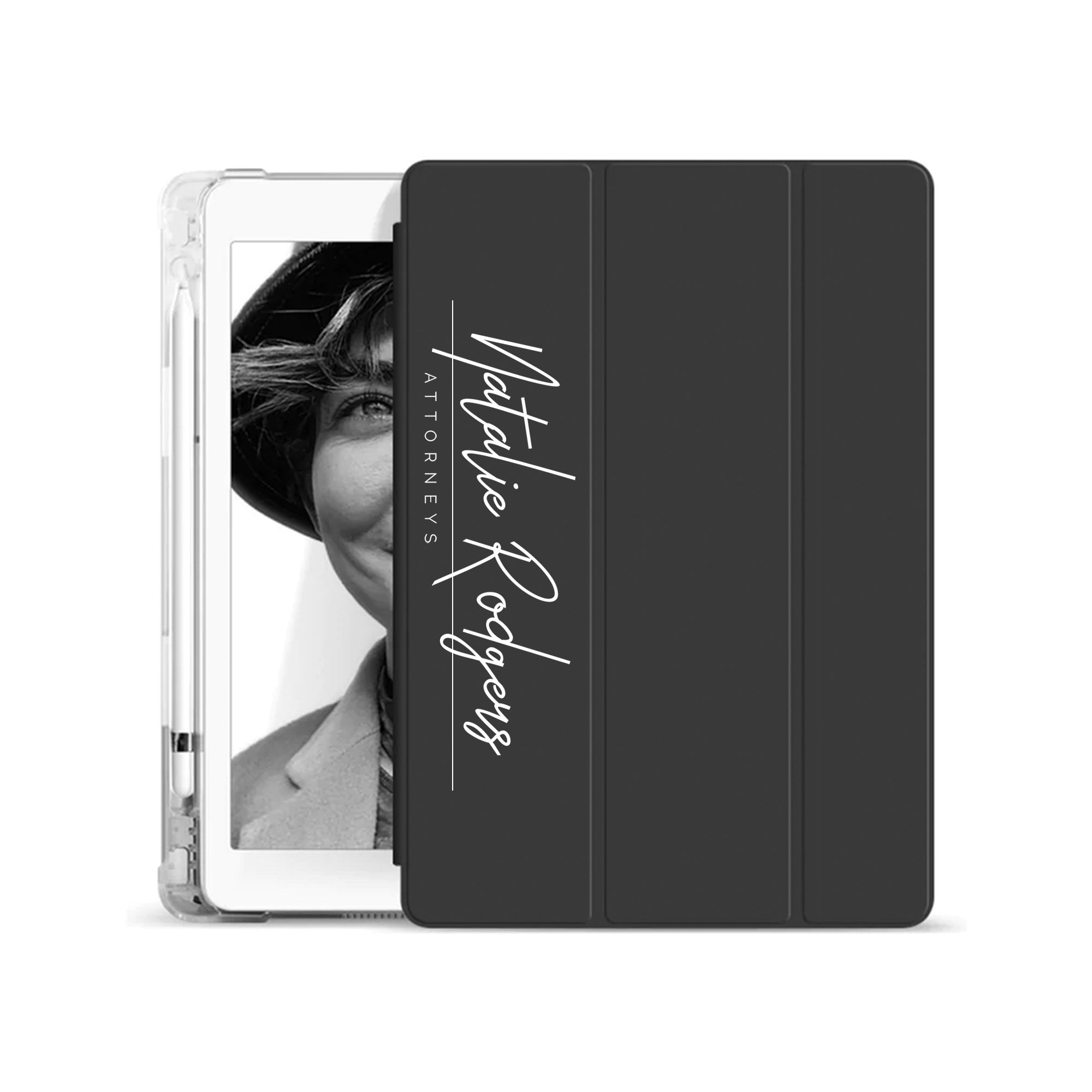 iPad See-Through Case with Signature & Occupation 36 - Slim Protective Cover for iPad Air/Pro, Perfect for Work, School & Travel