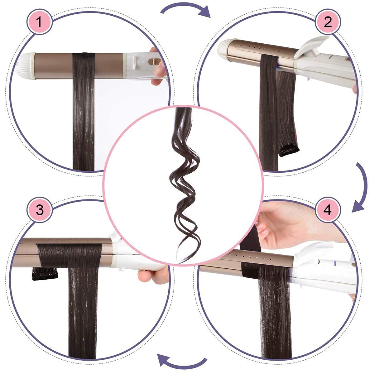 OSEN Colored Hair Streak Extensions for Women & Girls - 6-Piece Set in Brown | Clip-In Highlights for Parties, Cosplay & Everyday Styling