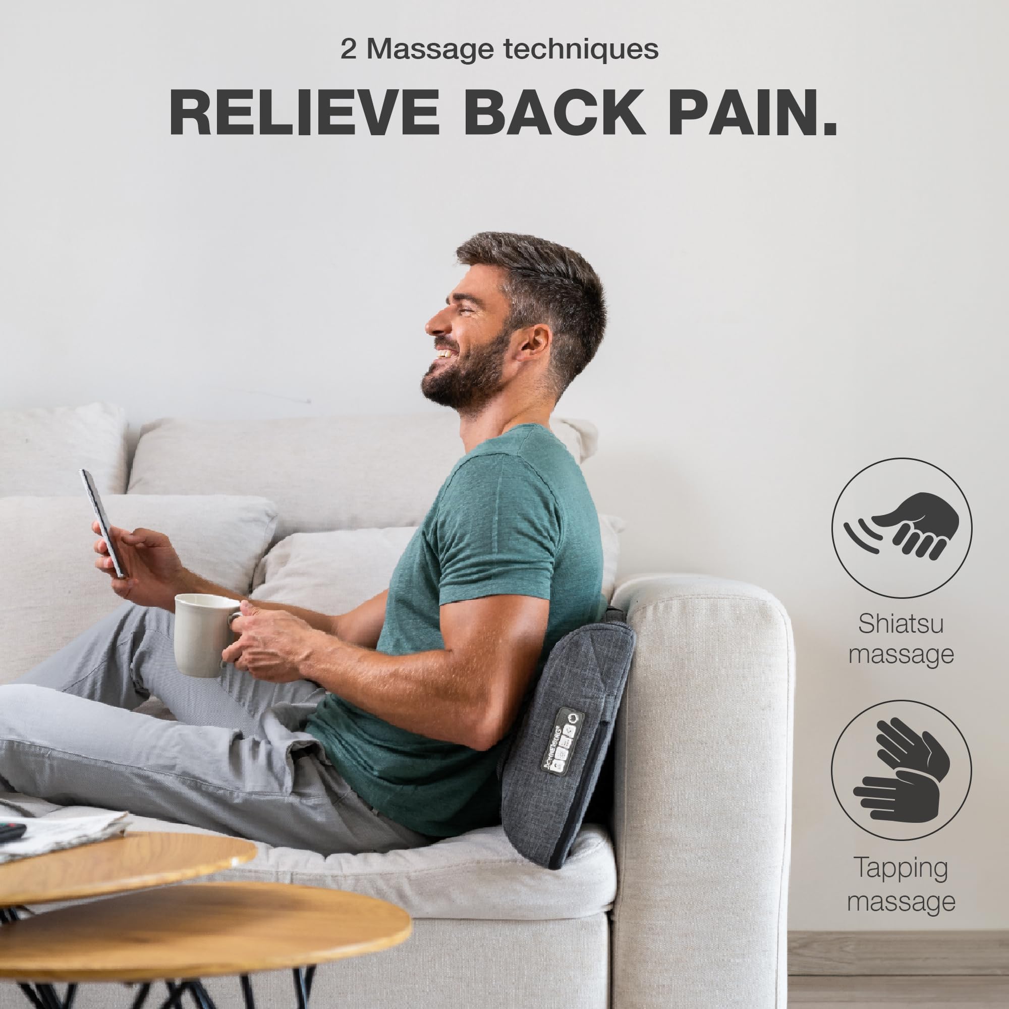 Donnerberg Shiatsu & Tapping Back Massager with Infrared Heat - German Quality for Muscle Pain Relief & Relaxation - Perfect for Home, Office & Car Use