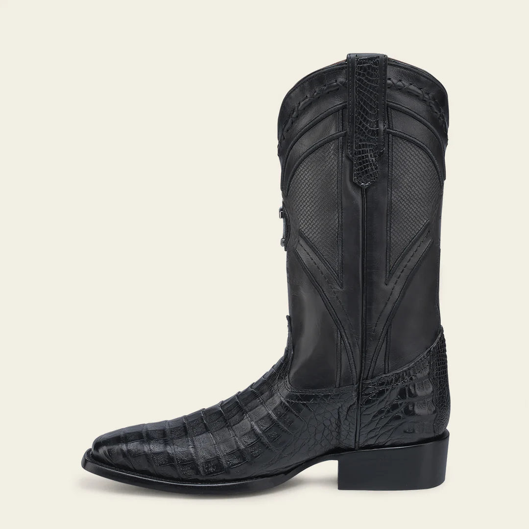 **Men's Cuadra Black Western Cowboy Caiman Boots - Genuine Leather, Comfortable & Stylish for Rodeo, Country Music Festivals & Western Fashion**