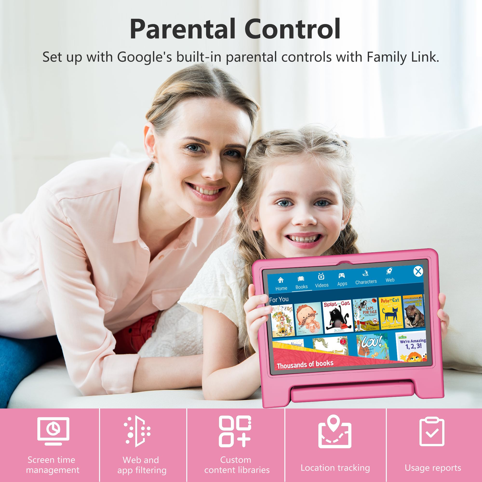 10 Inch Kids Tablet with Android 13 | 4GB RAM 64GB Storage | 8-Core CPU & WiFi 6 | 12H Battery & Parental Control | HD Display & Dual Cameras | Shockproof Case & Preloaded Educational Apps - Perfect for Learning, Entertainment & Travel