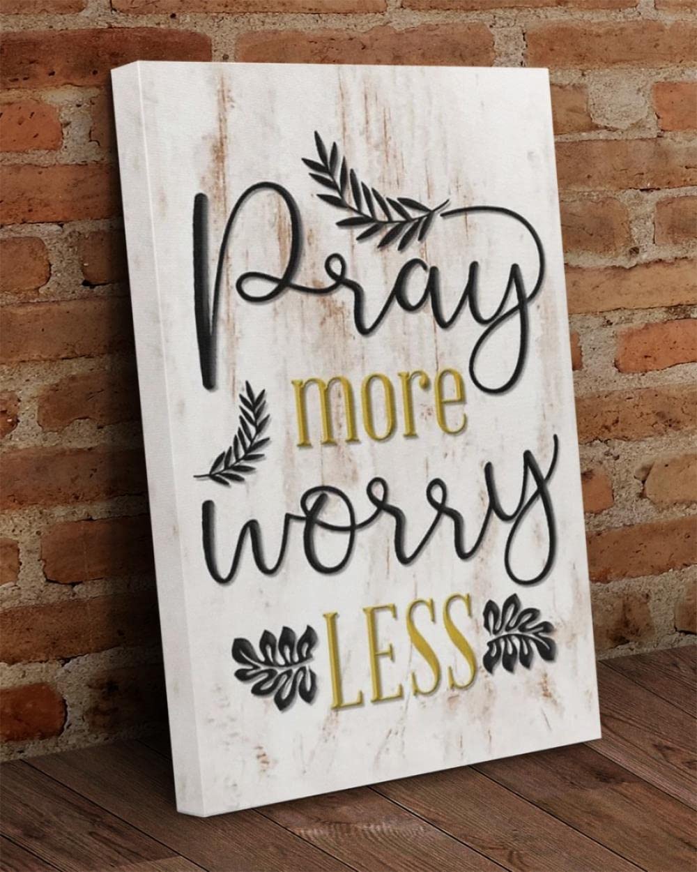 Pray More Worry Less Christian Wall Art Canvas - Inspirational Jesus & God Canvas Prints for Home Decor, Church, Office & Gift Giving
