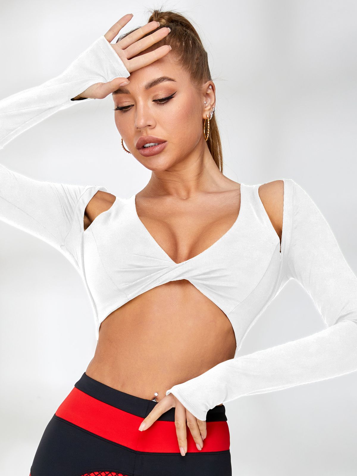 ZASUWA Women's Unique Twist Long Sleeve Top with Padded Shoulders - Perfect for Work, Parties & Everyday Wear