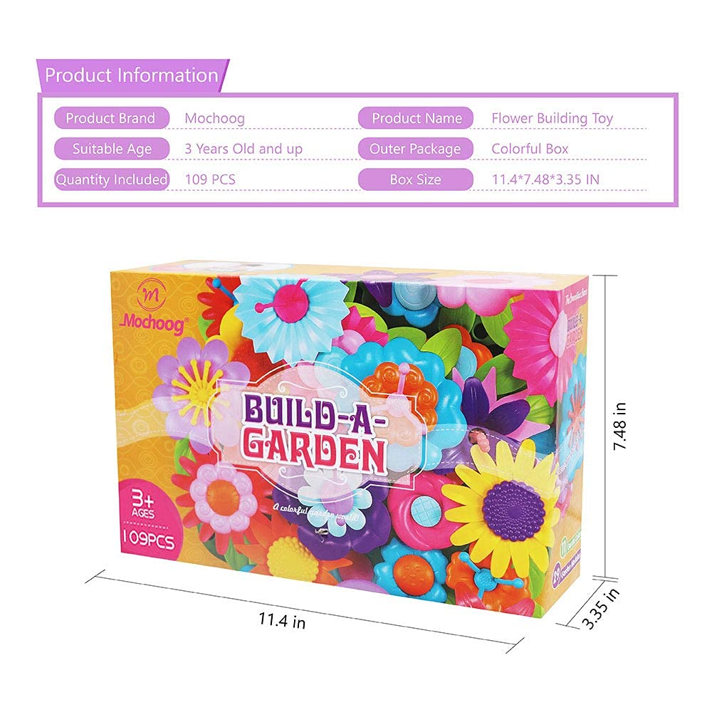 **Flower Garden Building Toys for Girls Age 3-6 | 98 PCS Creative STEM Educational Toys | Toddler Birthday Gifts & Preschool Learning Activities | Indoor & Outdoor Play**