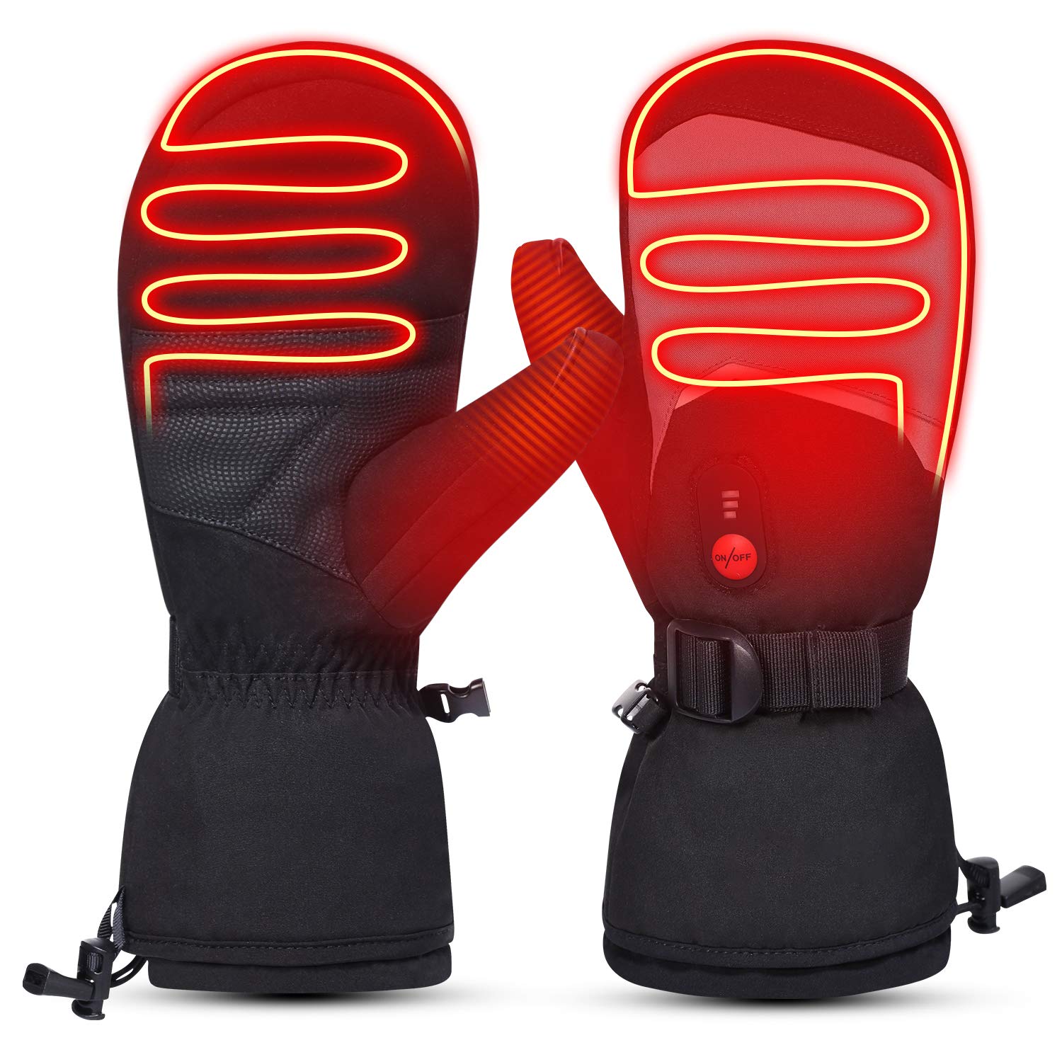 Day Wolf Heated Gloves for Men & Women - 7.4V 2200mAh Rechargeable Battery Winter Gloves for Skiing, Snowboarding, Camping, Hiking & Motorcycle Riding - Warm Electric Mittens for Cold Weather Outdoor Activities