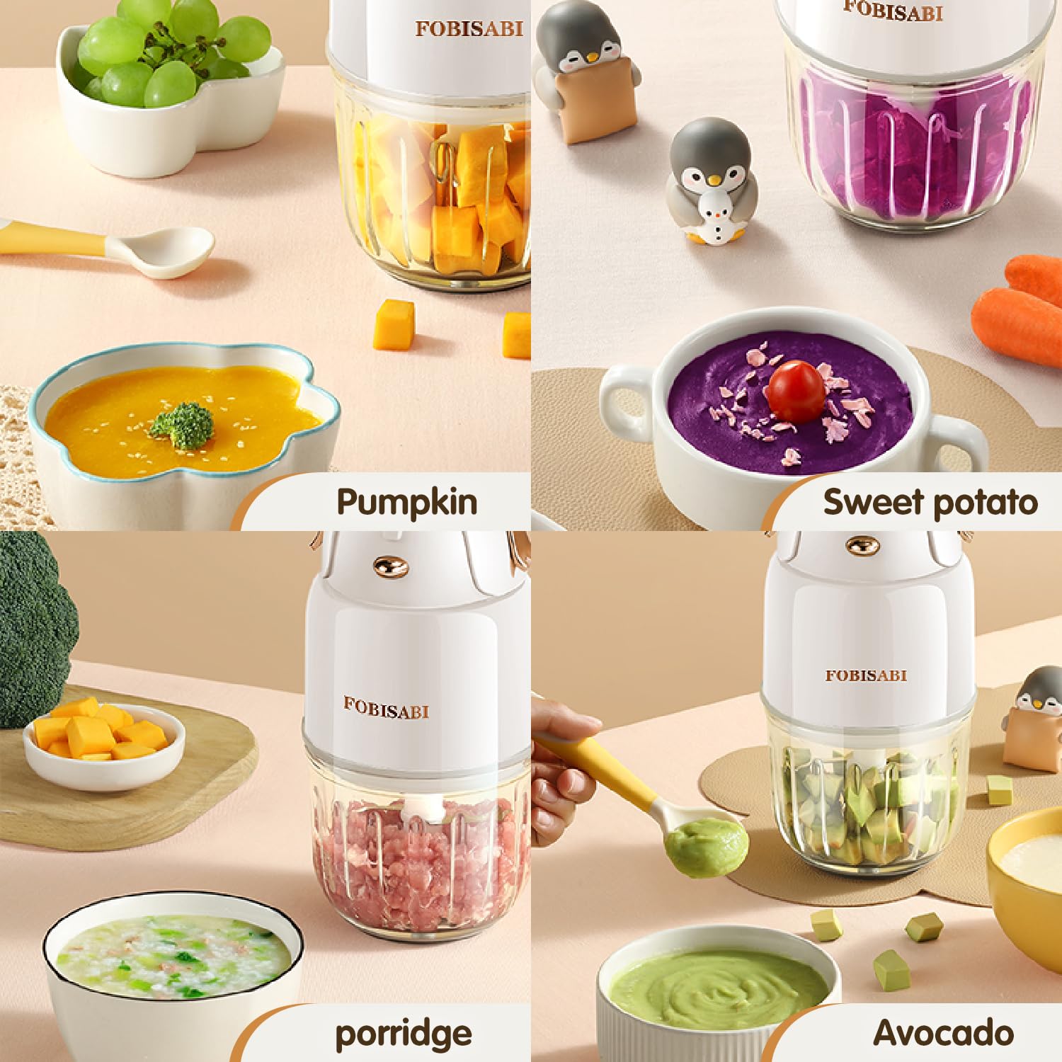 Baby Food Maker & Blender for Fruits, Veggies, Meat - Puree Maker for Healthy Baby Meals (CA White) - Perfect for Homemade Baby Food Prep