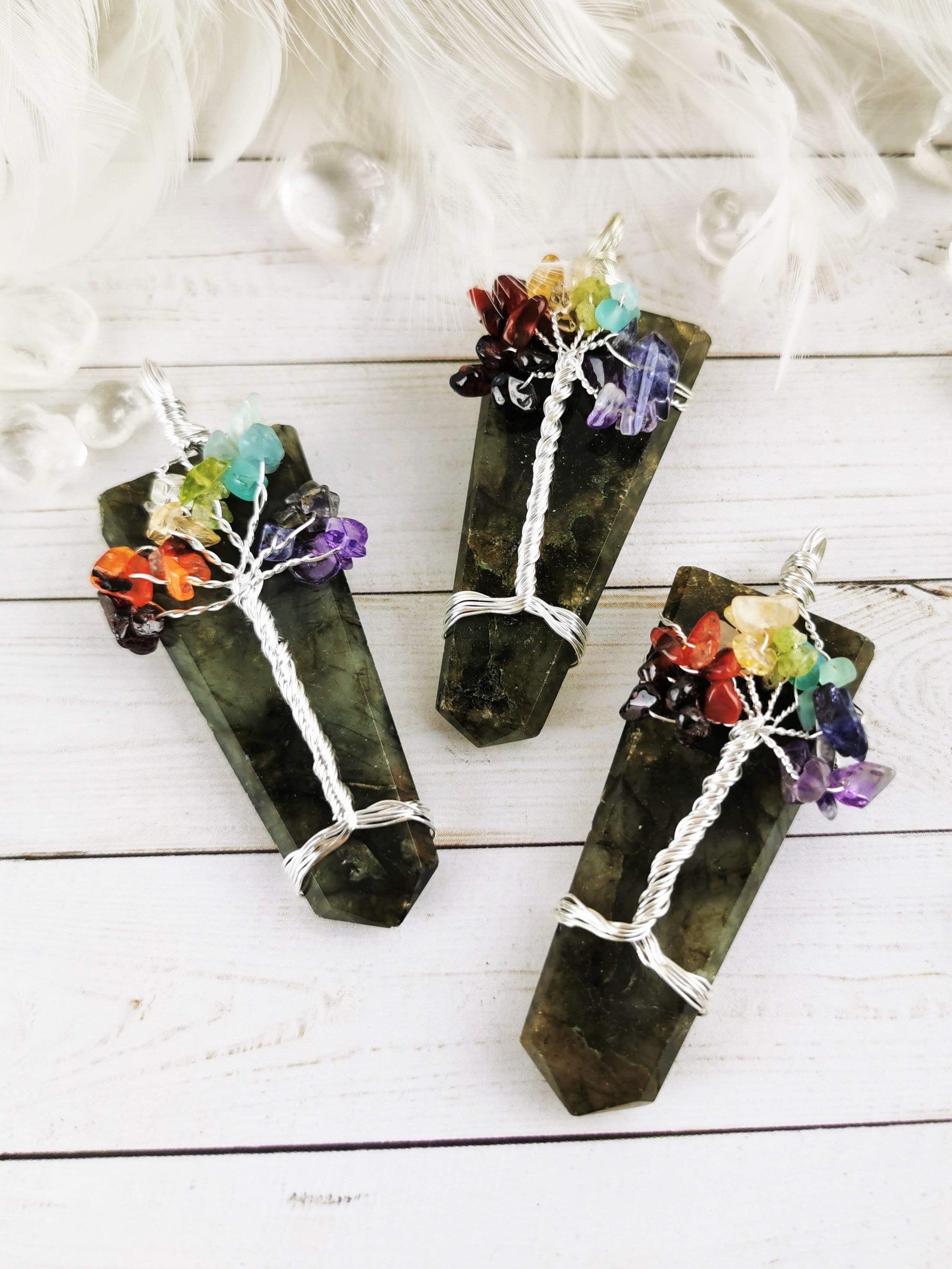 Natural Labradorite Crystal Point Pendant Necklace - Healing Chakra Stone Jewelry for Meditation, Energy Balancing & Spiritual Gifts