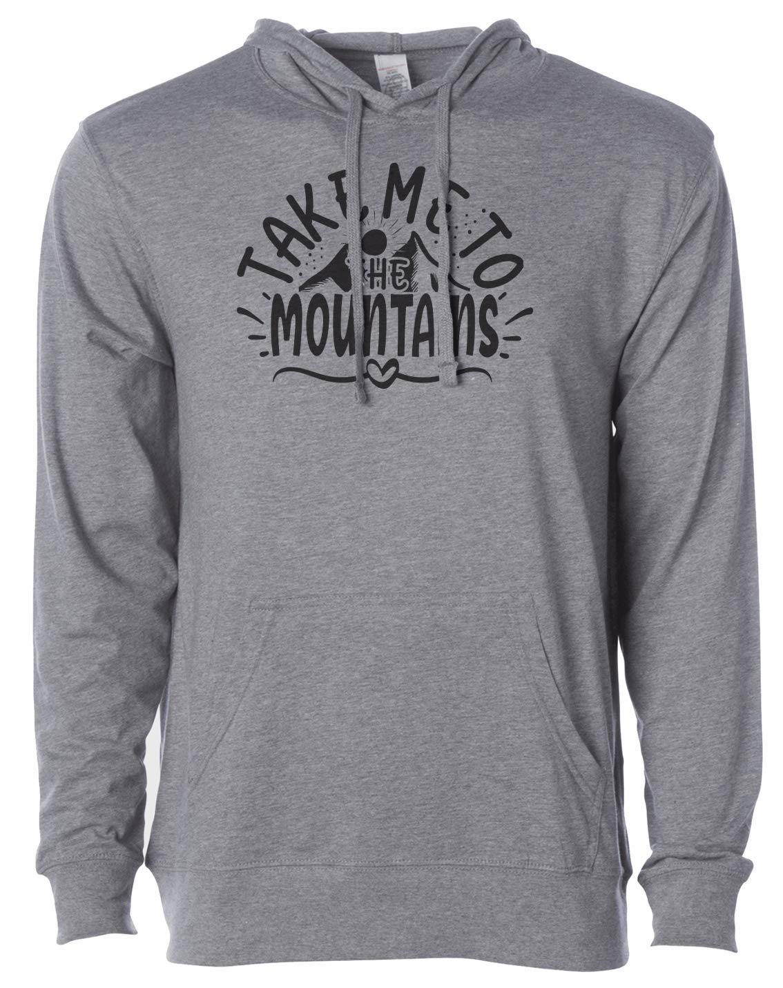 7 ate 9 Apparel Unisex Take Me to The Mountains Grey Hoodie - Soft Cotton Pullover for Hiking, Camping & Outdoor Adventures