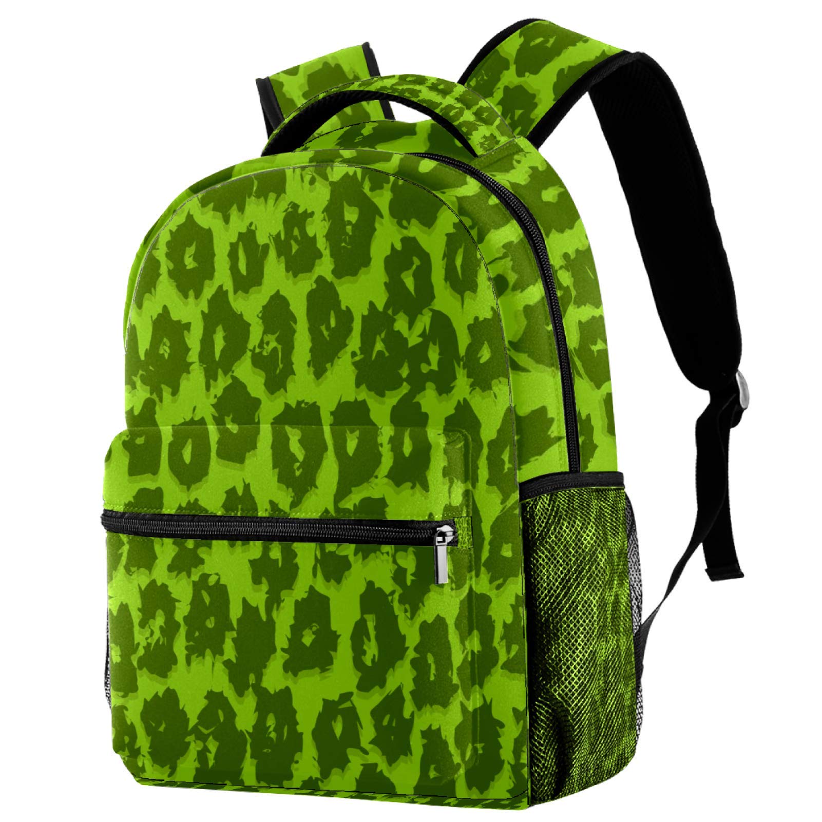 Kids School Backpack - Green Leopard Print 16 Inch Lightweight Bookbag for Boys & Girls, Perfect for Preschool, Kindergarten & Elementary Students | Great for Daily Use, School Trips & Outdoor Activities