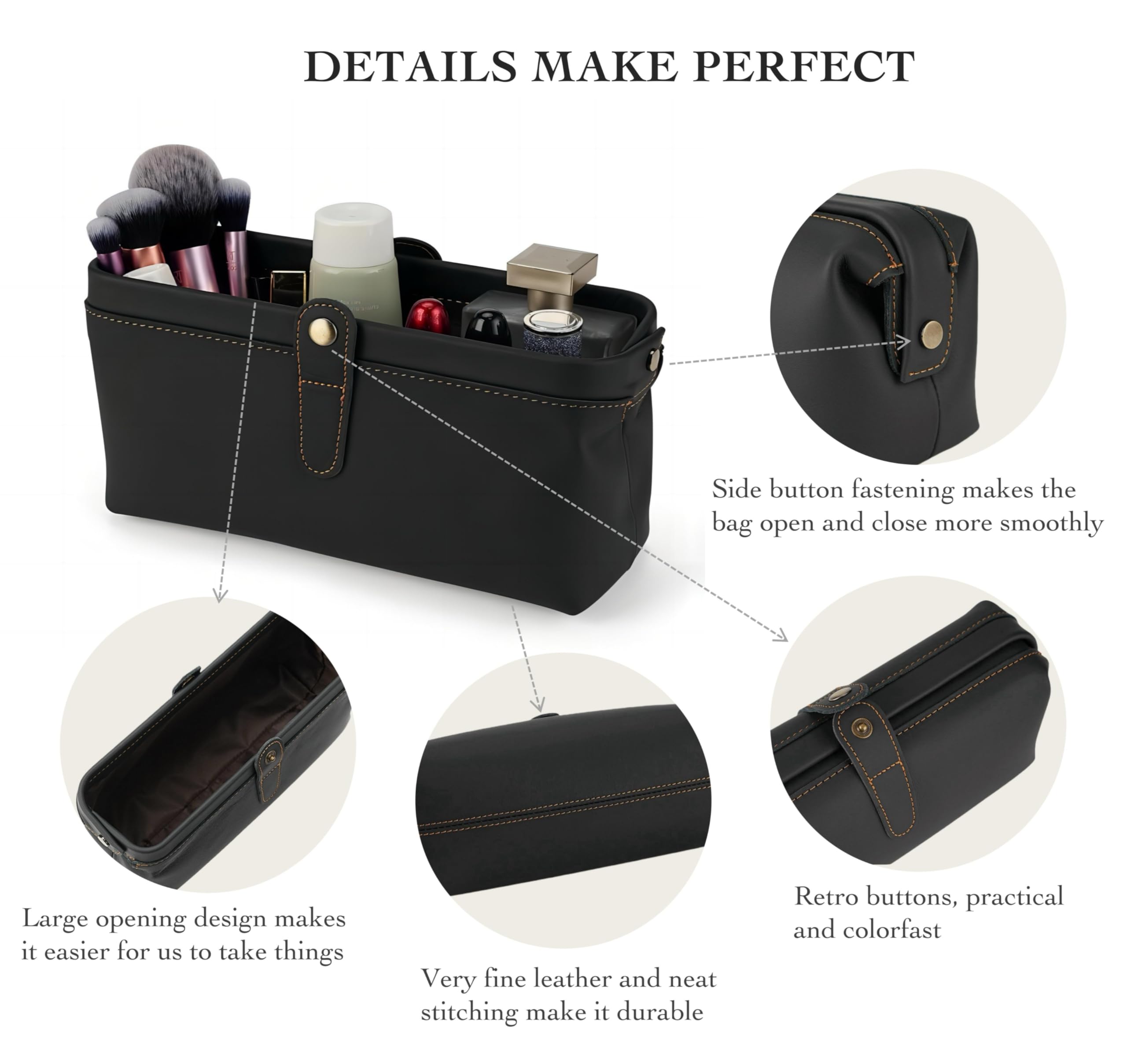 Premium Men's Personalized Leather Toiletry Bag - Waterproof Travel Dopp Kit for Grooming Essentials | Top Grain Leather Shaving Pouch | Ideal for Business Trips, Gym & Weekend Getaways