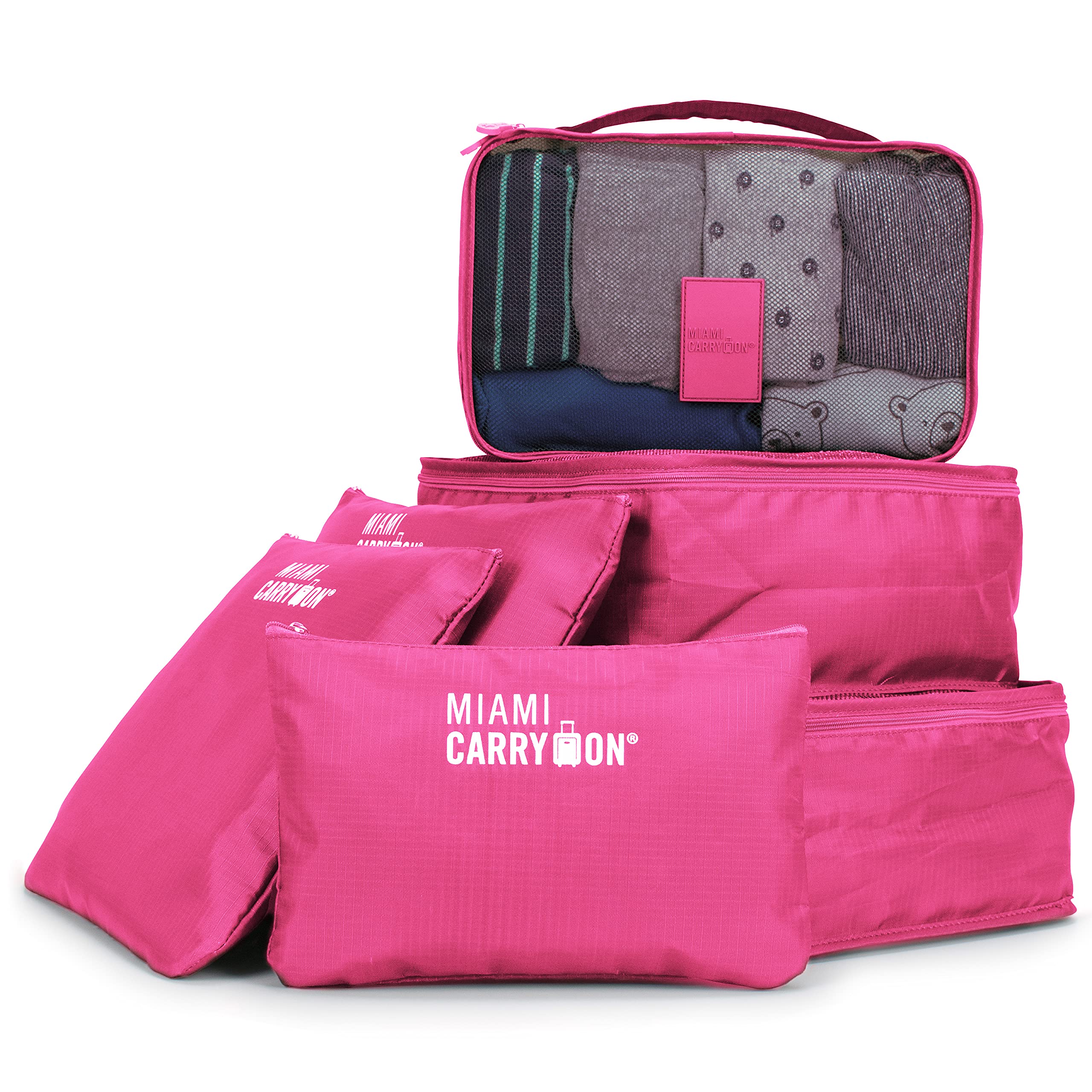 6-Piece Packing Cubes Set for Travel Luggage Organization - Lightweight & Durable Travel Organizers (Pink) - Perfect for Suitcases, Backpacks & Carry-Ons