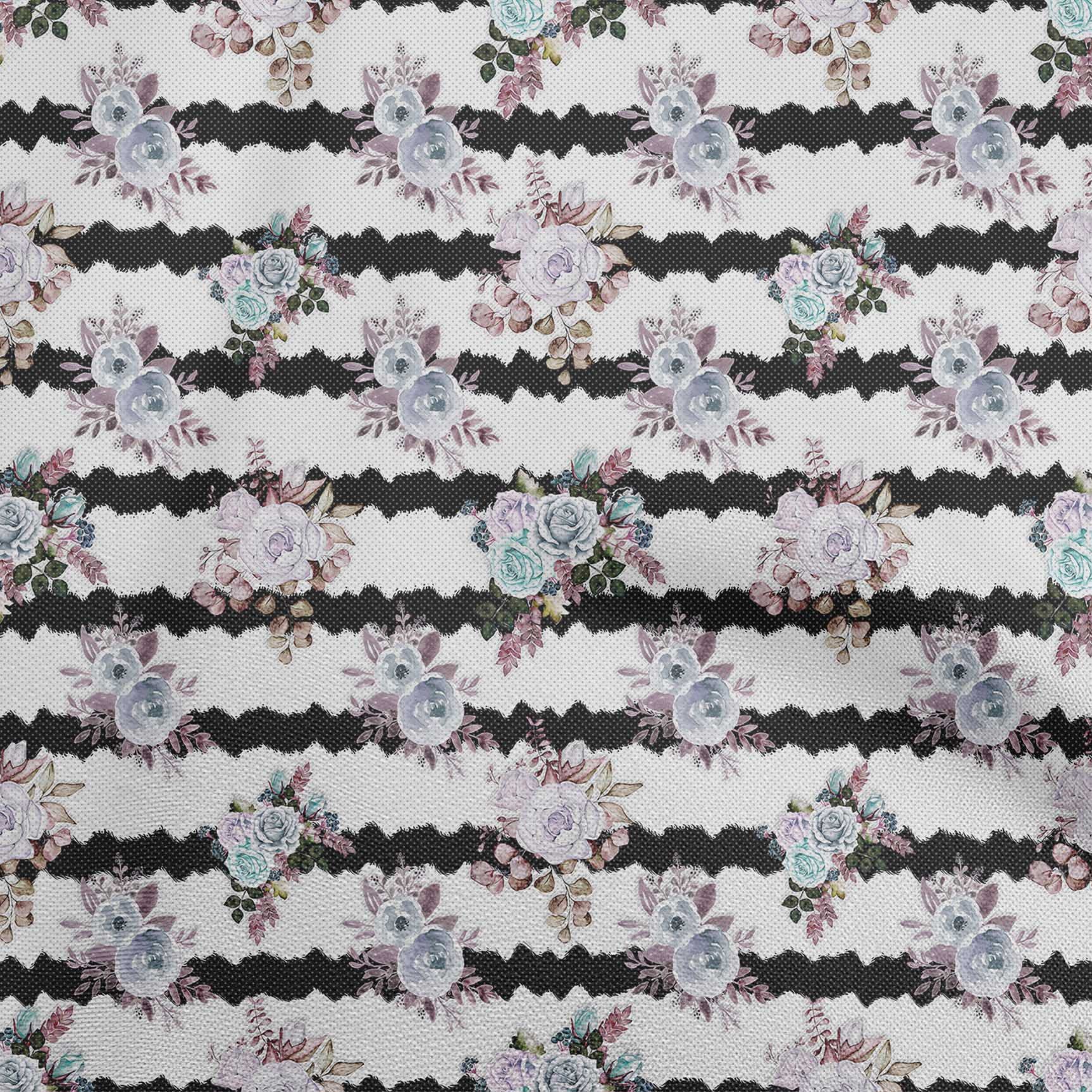 oneOone Cotton Poplin Black Fabric with Watercolor Floral Print - 42 Inch Wide Dress Material by The Yard | Perfect for DIY Dresses, Skirts, and Home Decor Projects