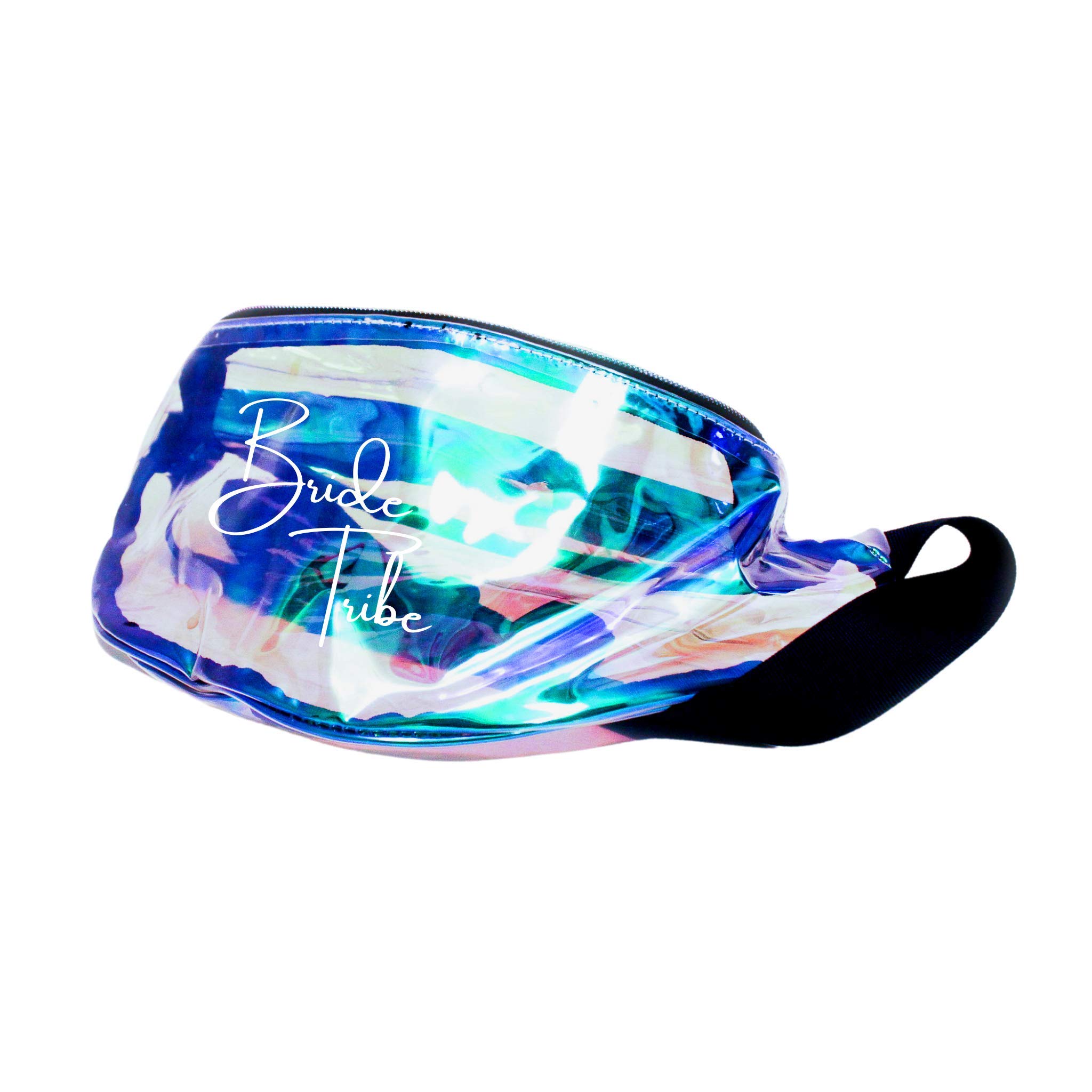 Bride Tribe Holographic Metallic Fanny Pack (Clear) - Bachelorette Party, Wedding Accessories & Festival Essentials