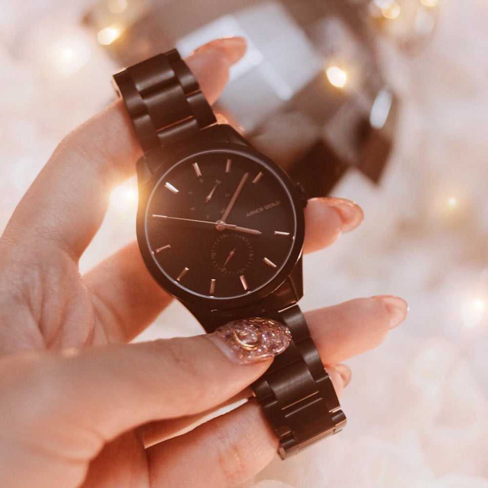 Aries Gold Enchant Black Stainless Steel Liberty L 5031 BK BK Women's Watch - Elegant & Durable Timepiece for Everyday Wear, Office & Special Occasions