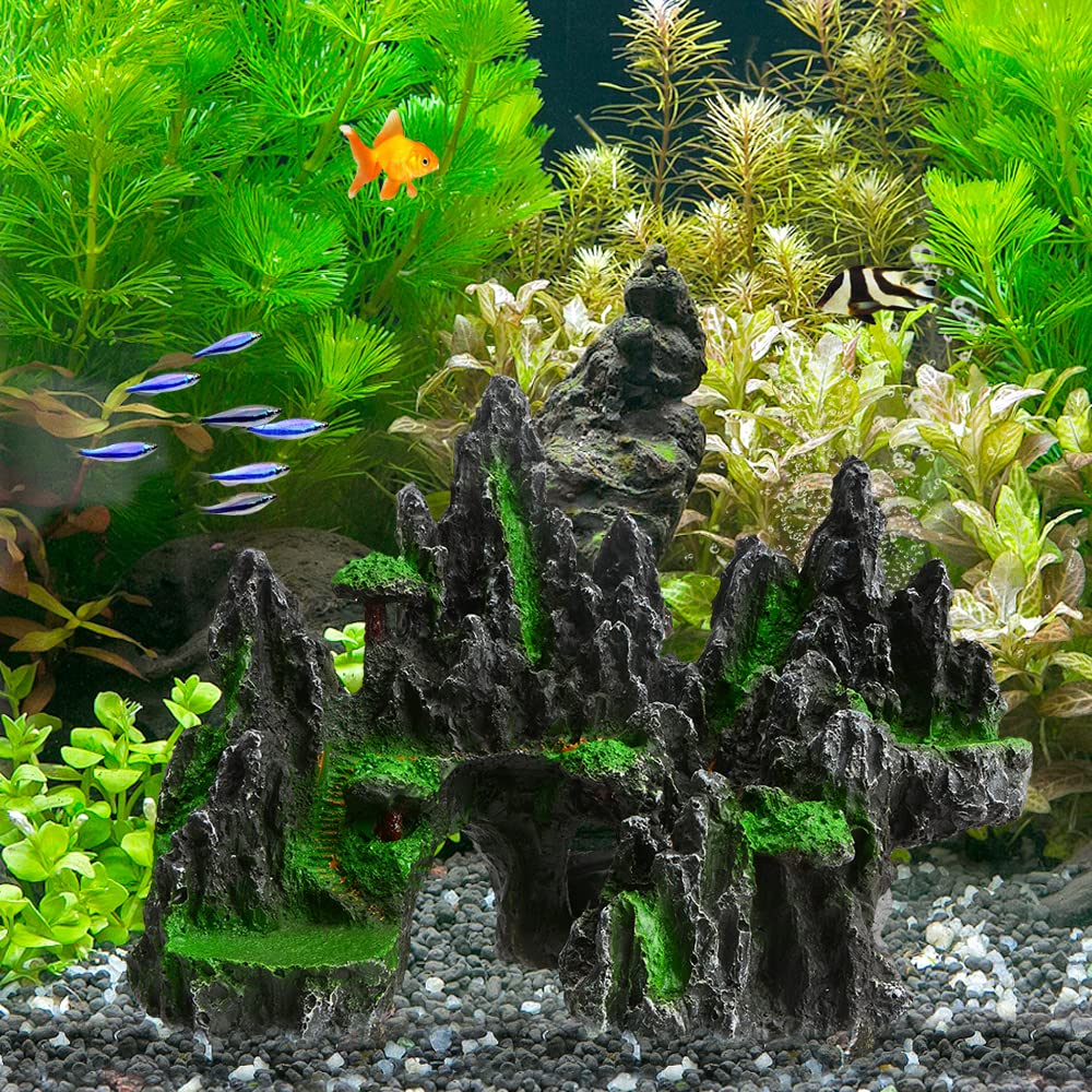 Large Aquarium Mountain Stone Decor for Fish & Reptiles - Mini Garden Landscape
