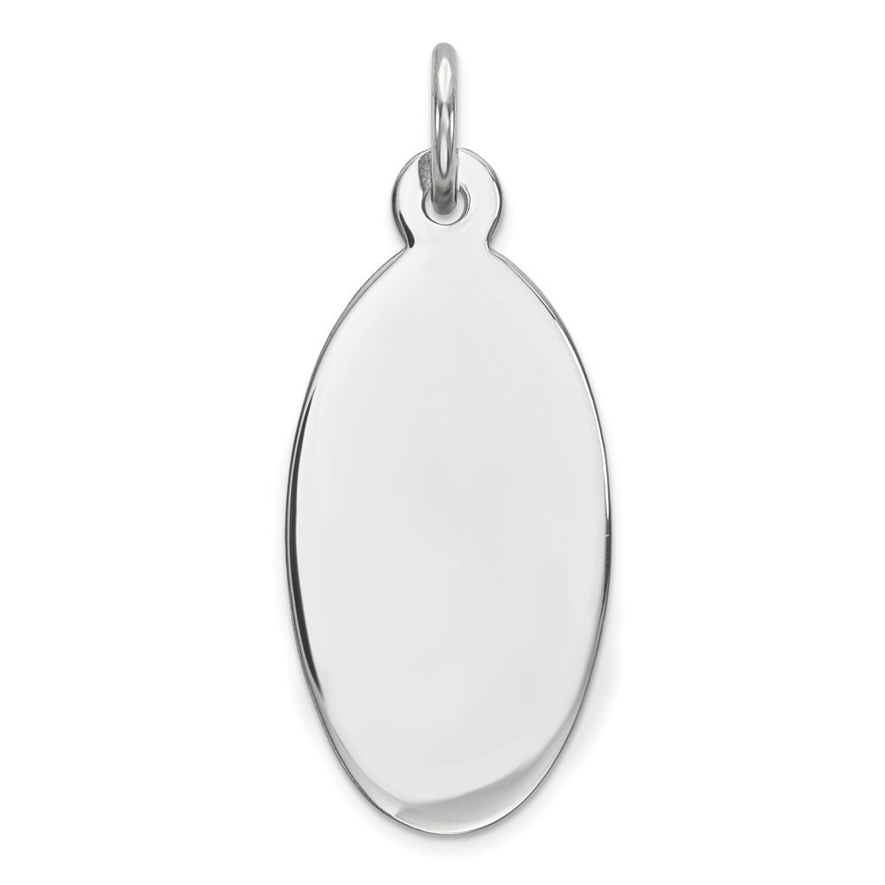 Sterling Silver Rhodium-Plated Engraveable Oval Charm - Polished Front & Satin Back - Perfect for Necklaces, Bracelets & Jewelry Making - Personalized Gift Idea for Birthdays & Anniversaries