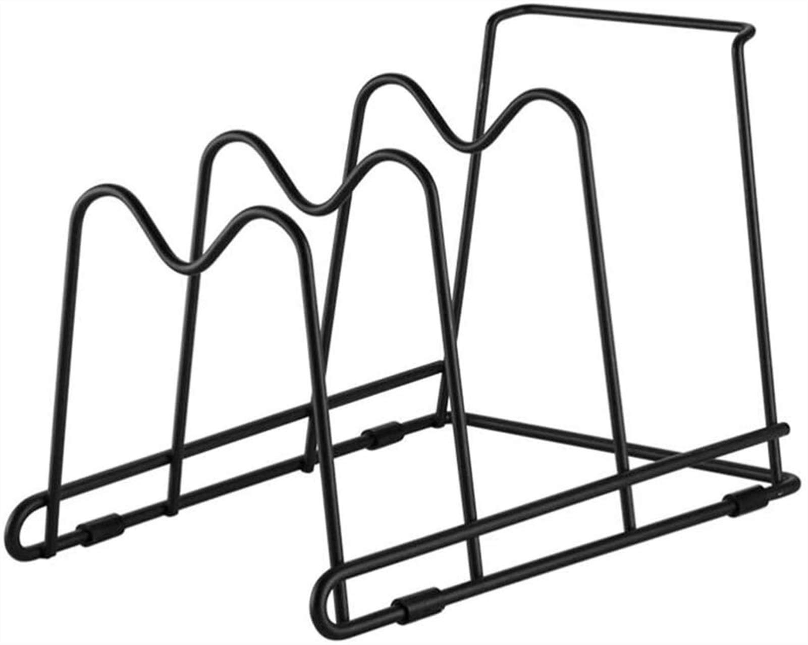 MIAOMSI 4-Tier Pot Pan Rack Organizer - Space Saving Kitchen Cabinet & Pantry Storage Shelf for Skillets, Frying Pans & Lids - Perfect for Vertical or Horizontal Placement in Small Kitchens & RVs