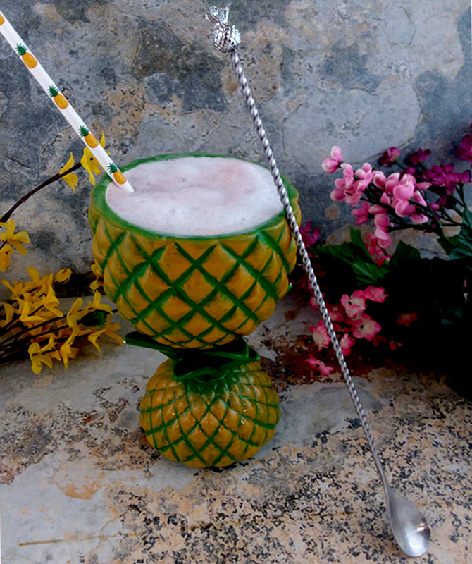 BarConic® 30cm Stainless Steel Pineapple Bar Spoon - Professional Cocktail Mixing Tool for Bartenders & Home Bars - Perfect for Mojitos, Martinis & Craft Cocktails